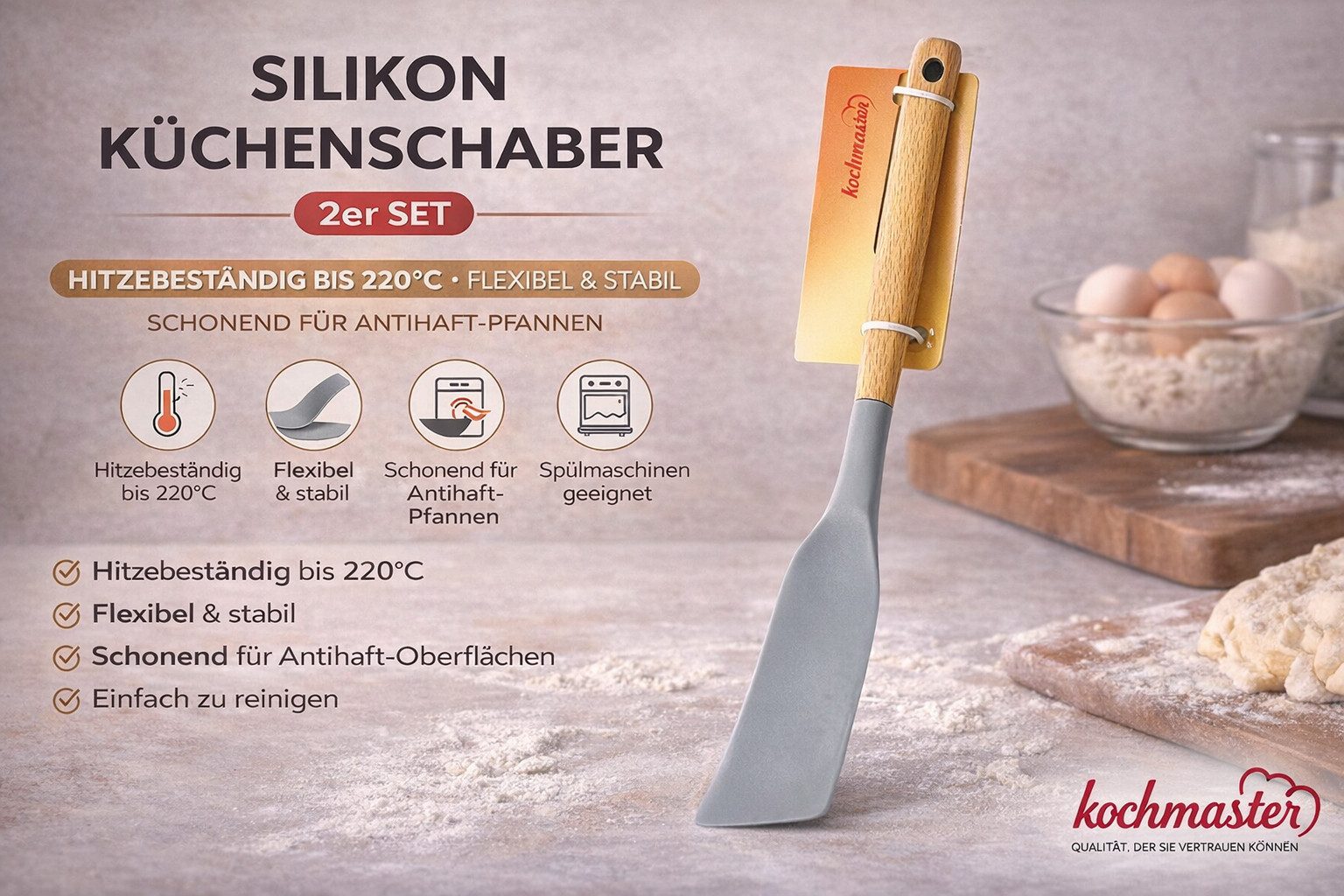 kochmaster Teigschaber kochmaster Silikon Küchenschaber – Hitzebeständig