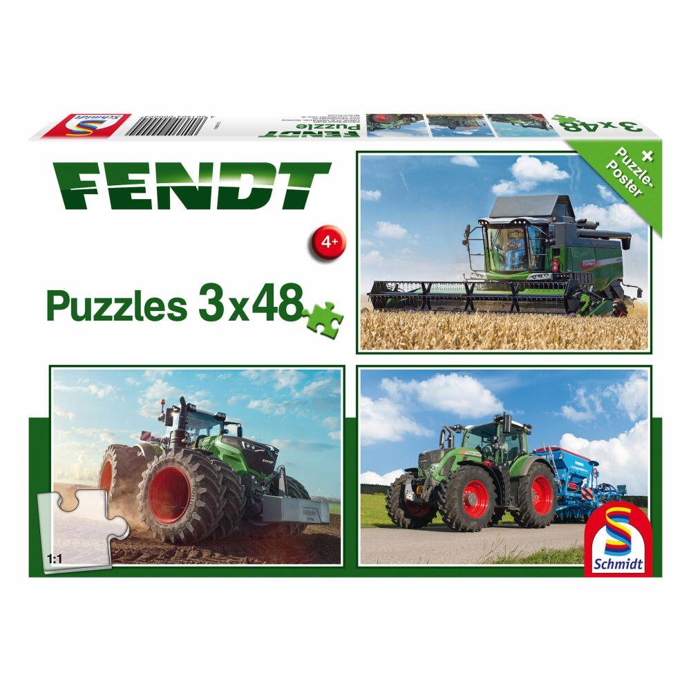 Vario Schmidt Fendt Spiele 3x48 Traktoren Puzzle 1050 Teile, 144 Puzzleteile 6275L 724