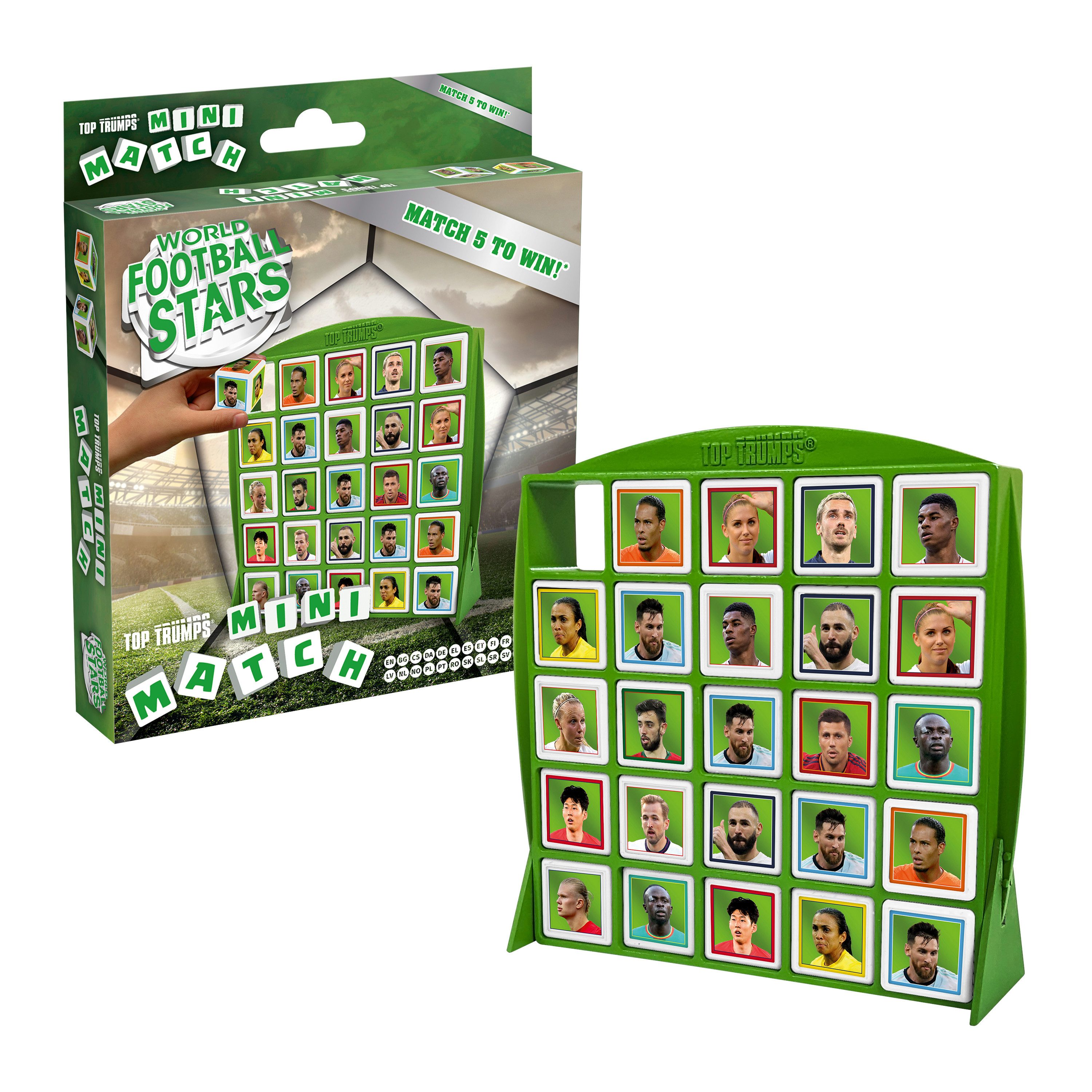 Winning Moves Spiel Top Trumps Match Mini - World Football Stars, Würfelspiel, im praktischen Reiseformat
