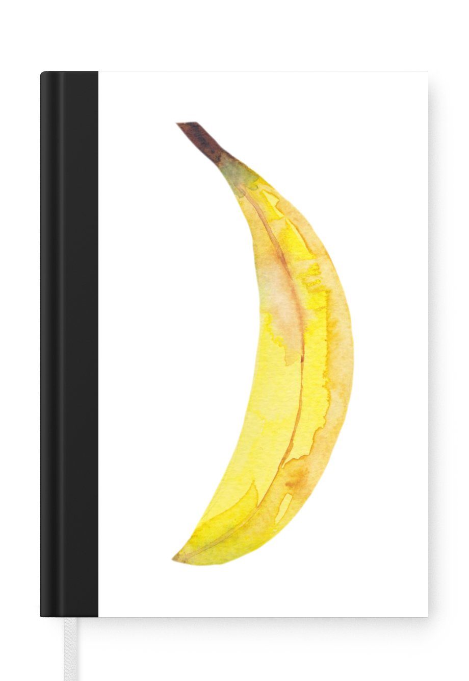 MuchoWow Notizbuch Banane - Obst - Aquarell, Journal, Merkzettel, Tagebuch, Notizheft, A5, 98 Seiten, Haushaltsbuch