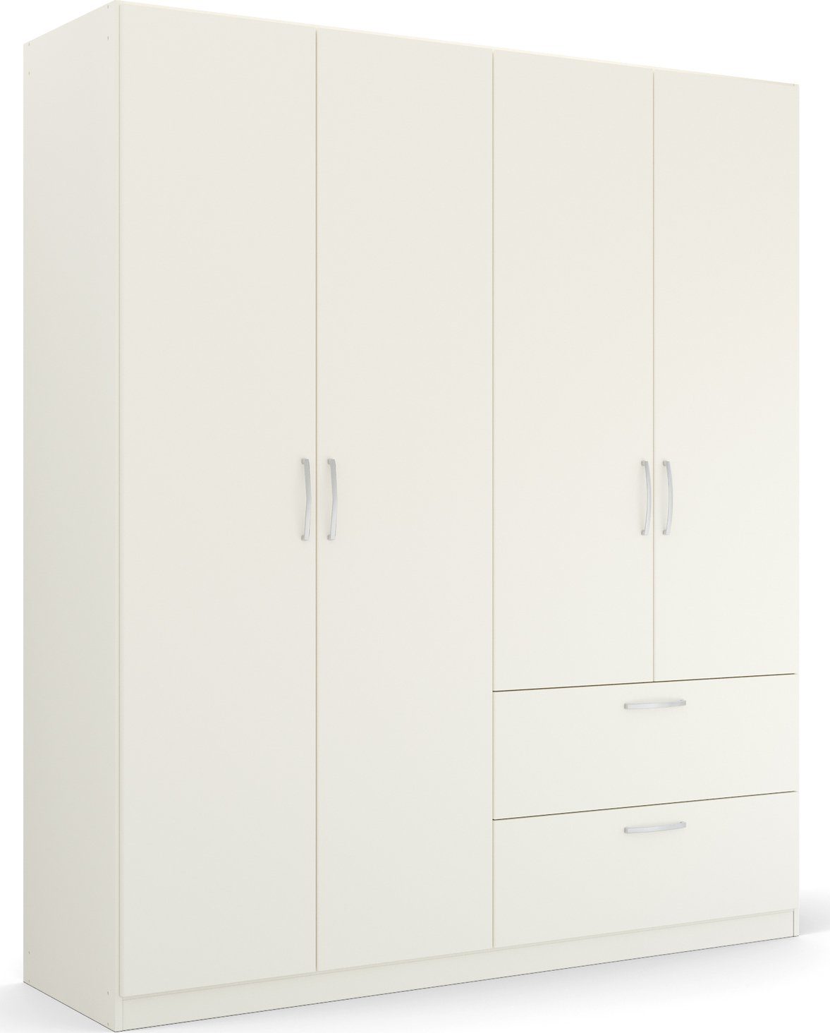 rauch Drehtürenschrank Kleiderschrank Schrank Garderobe Ankleide PURE BY QUADRA SPIN (Breiten: 181/226/271 cm, Höhe 210 cm) in puristischem Design mit Griffen in Alufarben MADE IN GERMANY