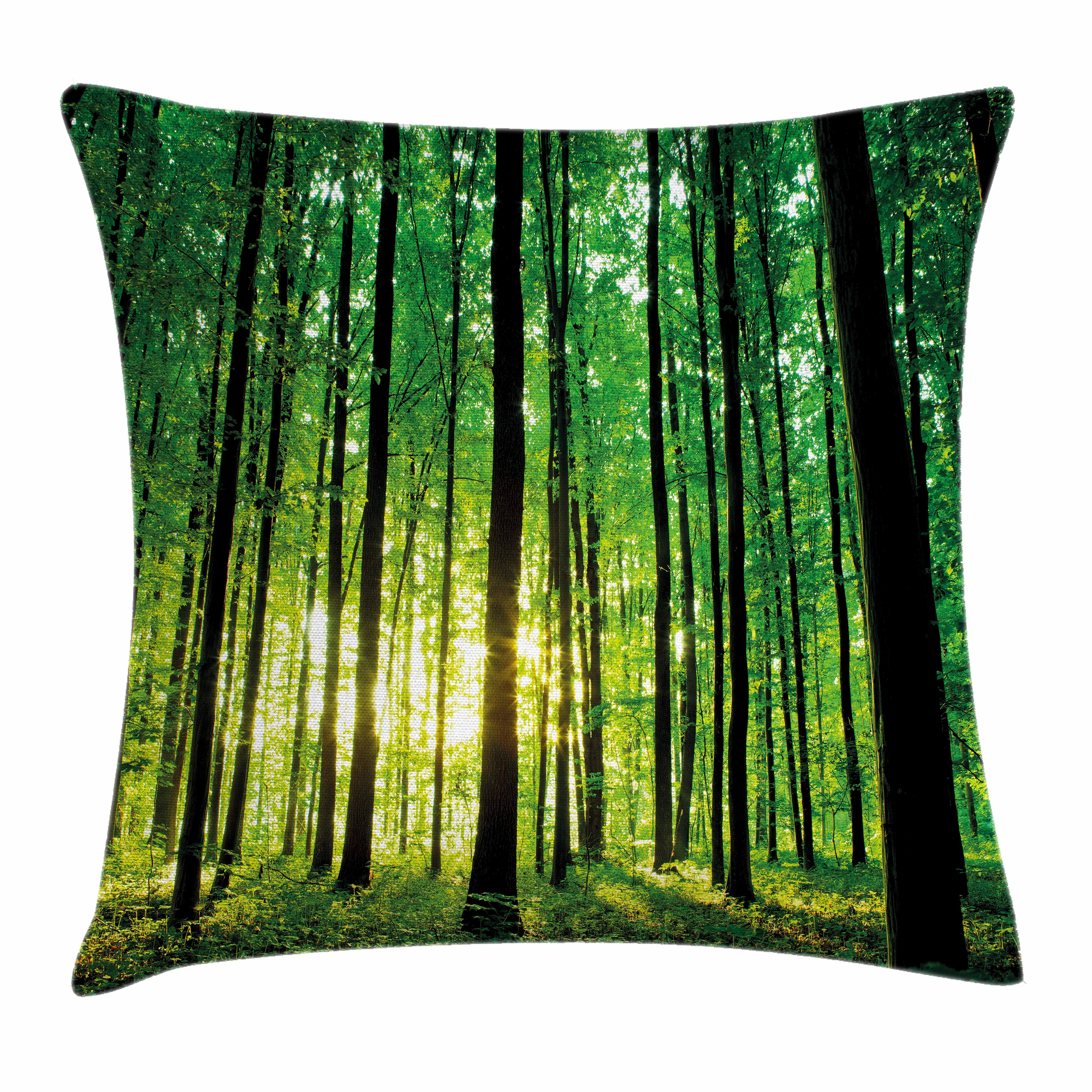 Wald Reißverschluss Wald mit (1 Beidseitiger Kissenbezüge Farben Farbfesten Druck, Grüner Abakuhaus Klaren Stück), Waschbar Sonnenaufgang mit Kissenhülle