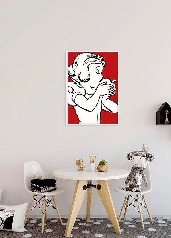 (1 Schlafzimmer, - Apple Komar Wohnzimmer Kinderzimmer, Bite Poster Snow Disney White red, St),