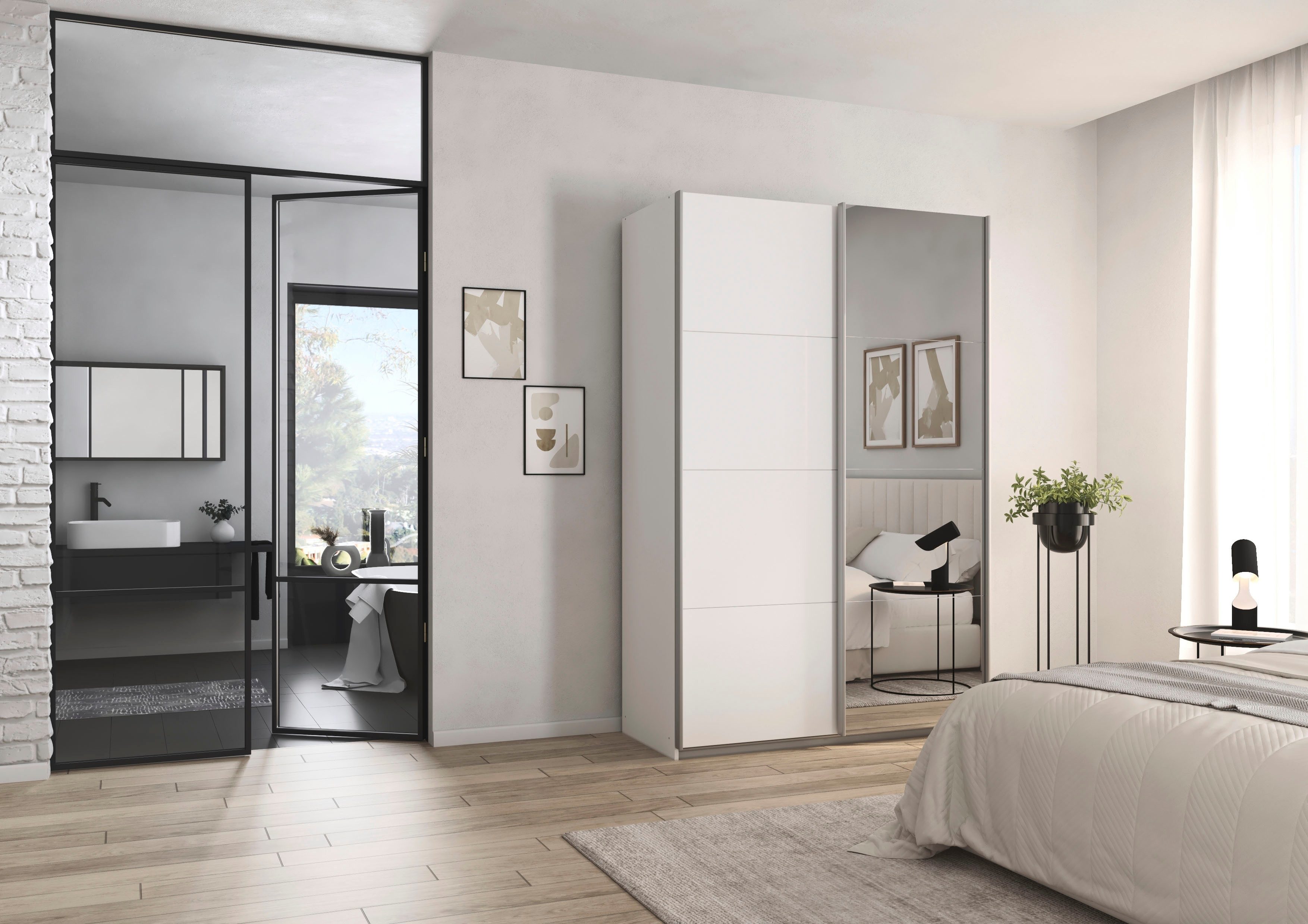 rauch Schwebetürenschrank Kleiderschrank Schrank Garderobe Schlafzimmerschrank CORTONA (erhältlich in Breite: 136/181/203/226/271/315/360 cm, Höhe: 210/229 cm) in 3 Ausstattungen BASIC/CLASSIC/PREMIUM (SOFT-CLOSE) MADE IN GERMANY
