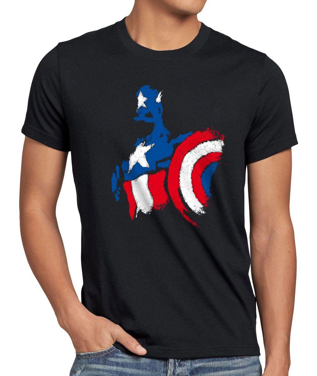 style3 Print-Shirt Herren T-Shirt Captain USA avenger first hero superheld comic amerika fan flagge