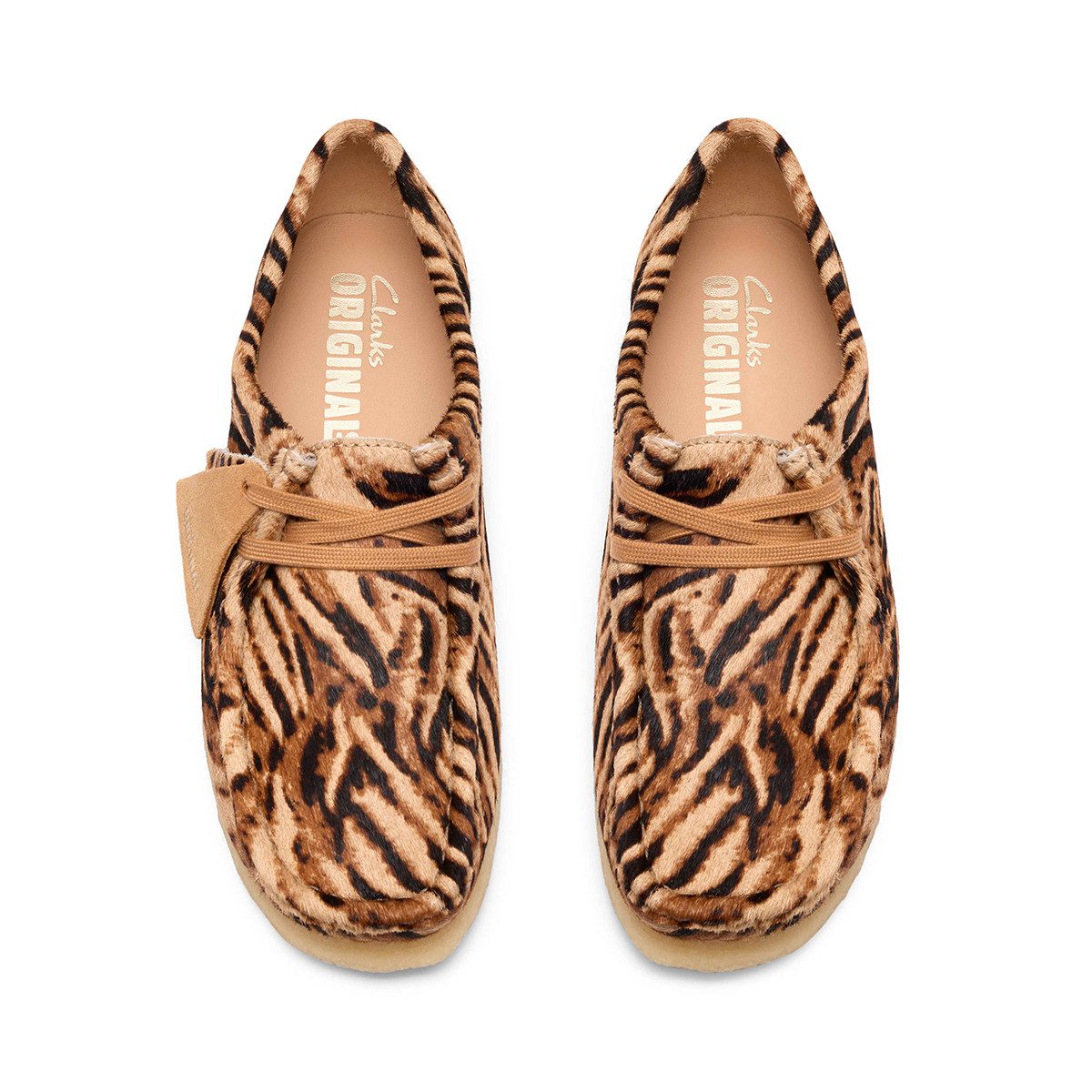 Clarks Clarks Wallabee 26185595 4, Schnürschuhe, Beige, Tiger-Print, Damen Schnürschuh