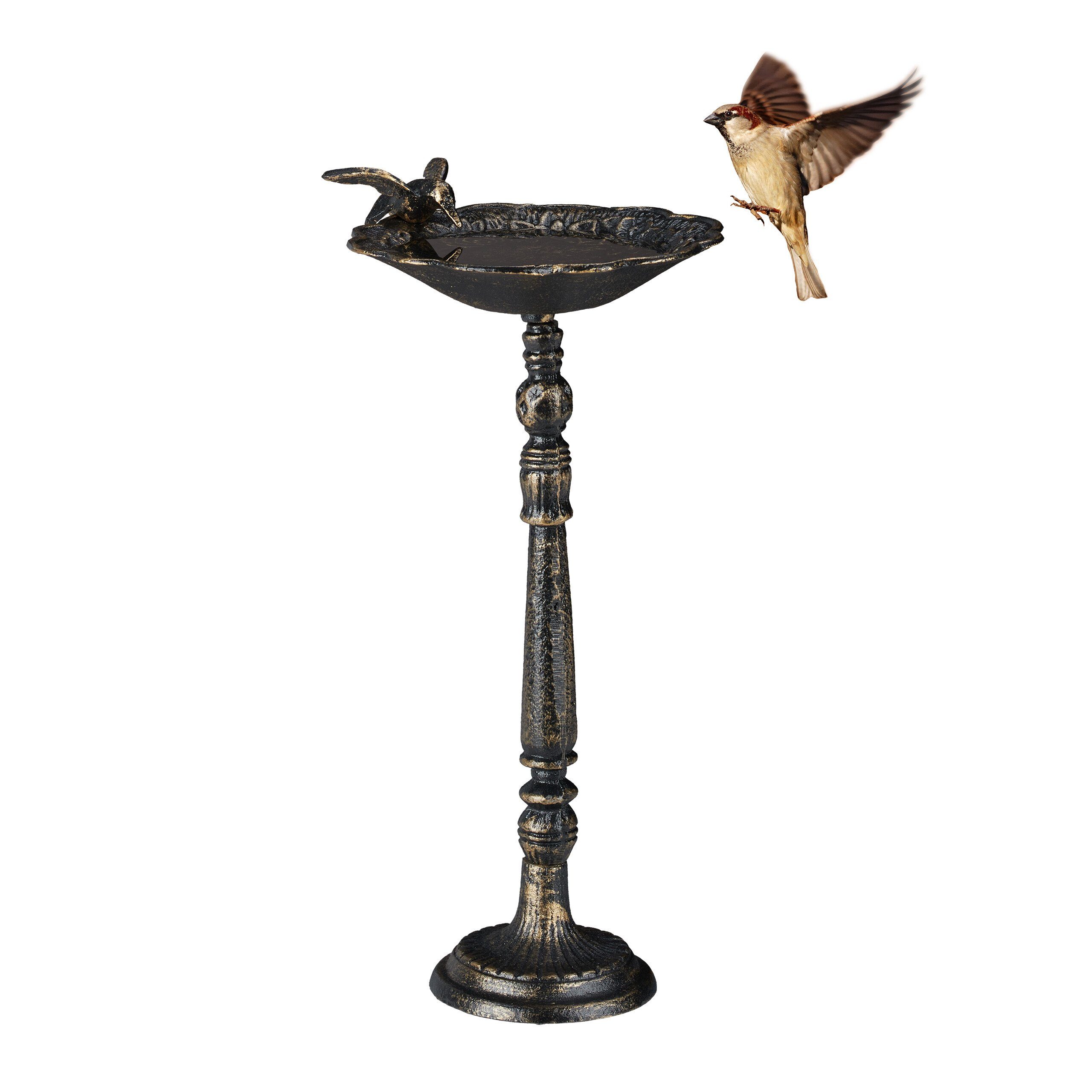relaxdays Vogeltränke Antike Vogeltränke Gusseisen, Bronze