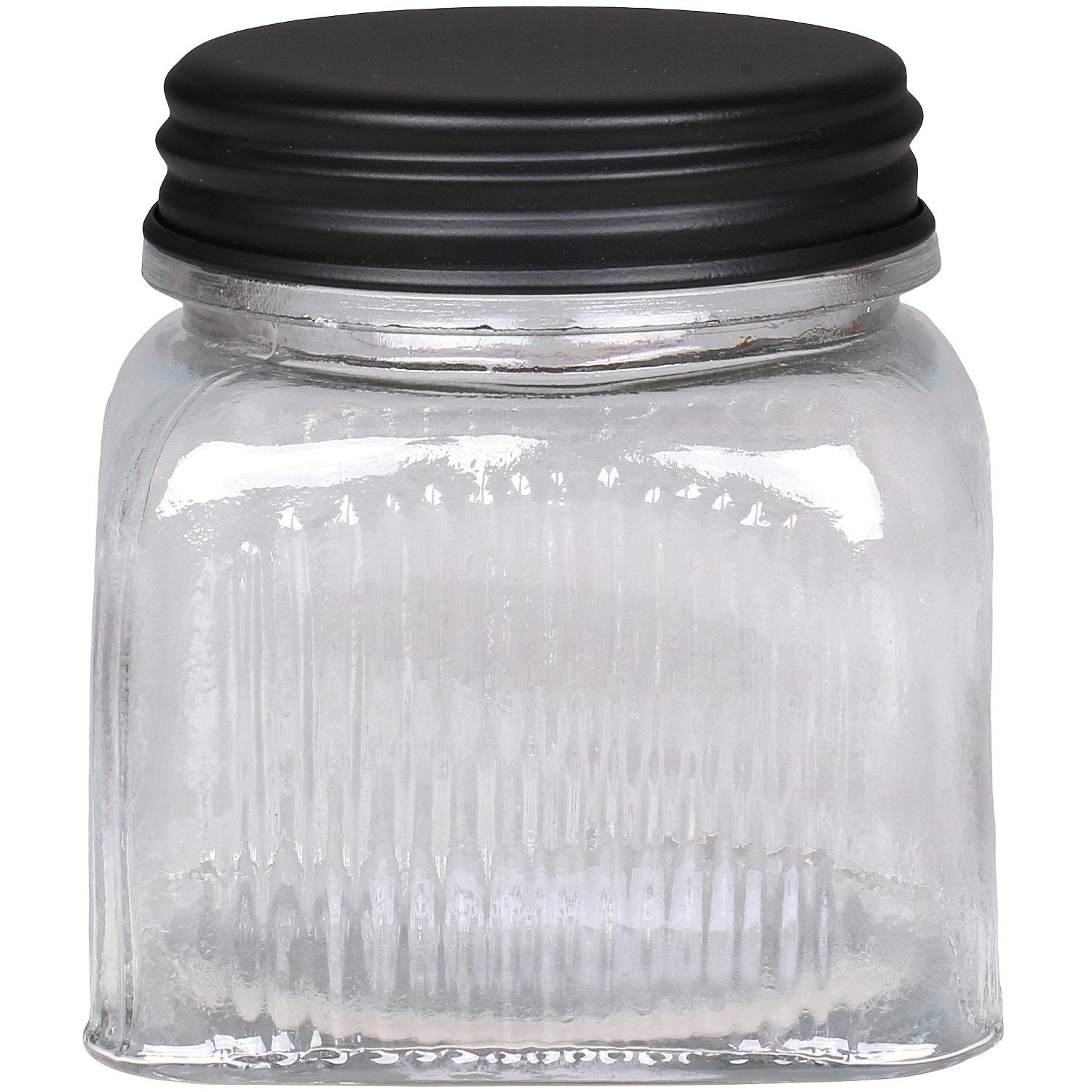 Macosa Home Vorratsglas Metalldeckel schwarz Aufbewahrungsbehälter Glasdose Dekoglas Muster, Glas / Metall, (Küchendose, Küchenglas), Aufbewahrungsglas Vorratsglas rund oder eckig