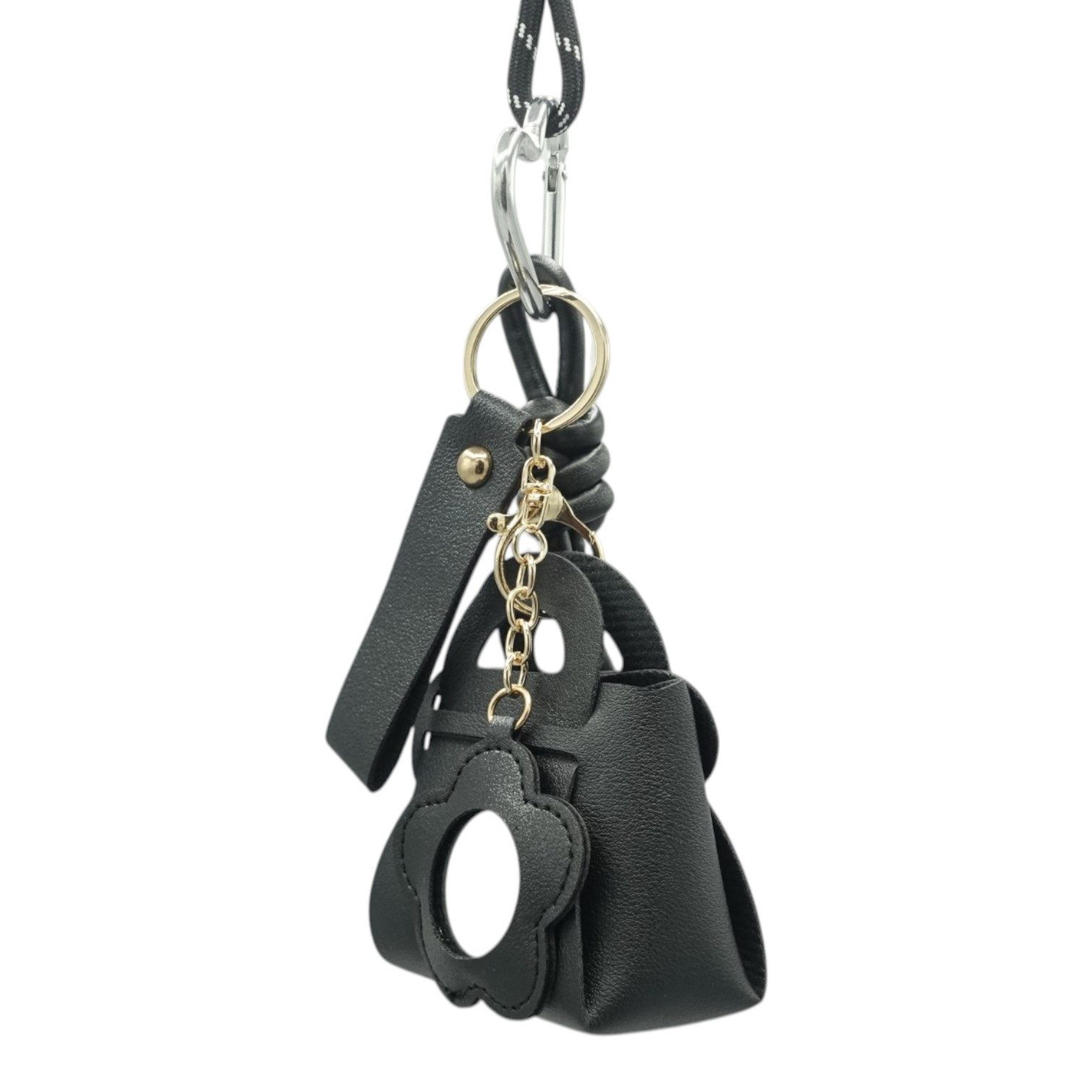 Taschenanhänger Mini Taschenanhänger mit Spiegel-Anhänger – Rucksackanhänger in Schwar