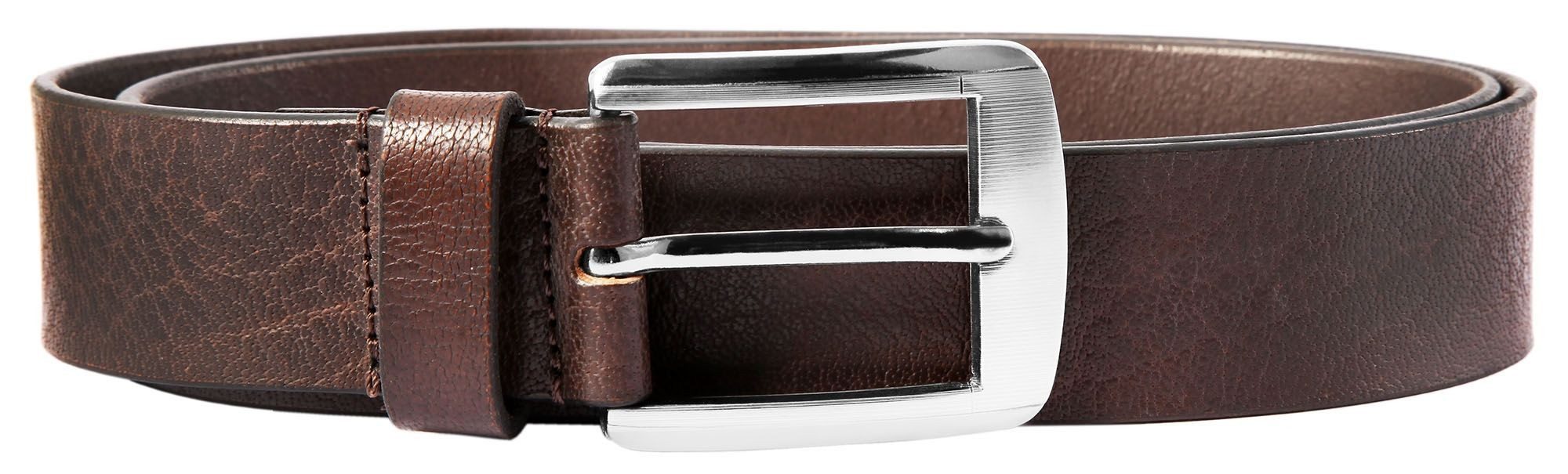 Leonardo Verrelli Ledergürtel hochwertiges Echt Leder dunkelbraun 2.Wahl, 90 cm - 140 cm