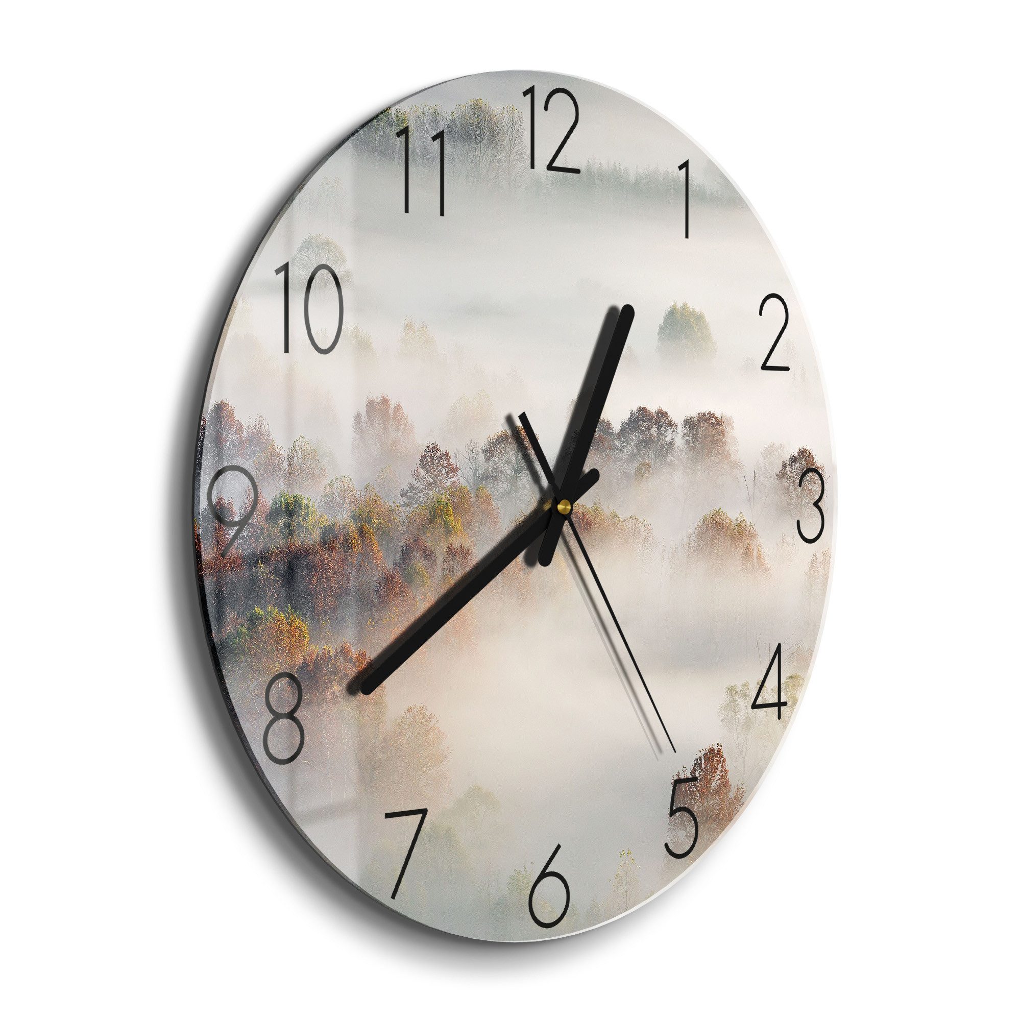 DEQORI Wanduhr 'Morgendlicher Nebelwald' (Glas Glasuhr günstig online kaufen