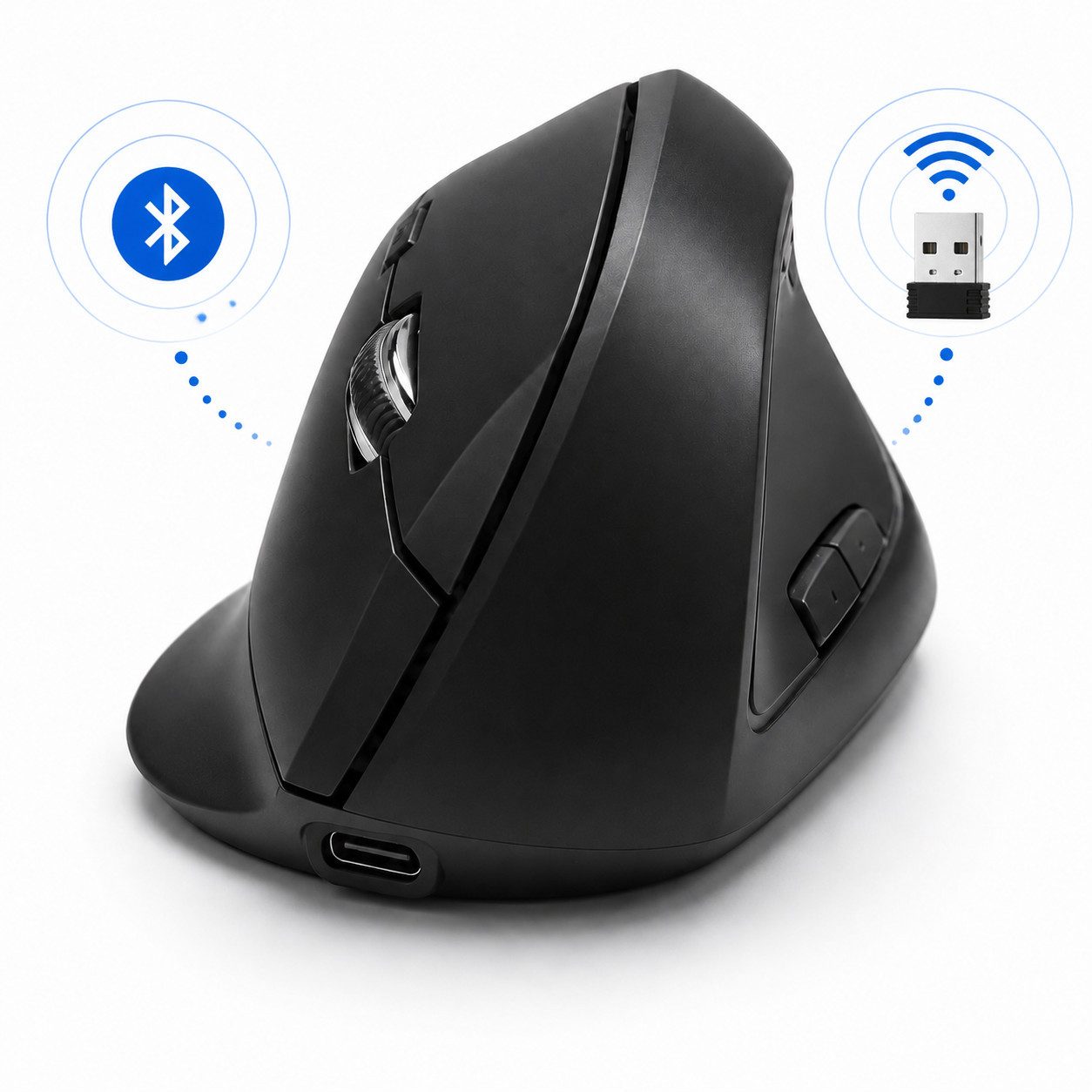 Vornix vertikale Maus kabellos, Bluetooth & 2,4G Wireless Maus ergonomische Maus (optische Büromaus für PC Laptop Windows Mac)