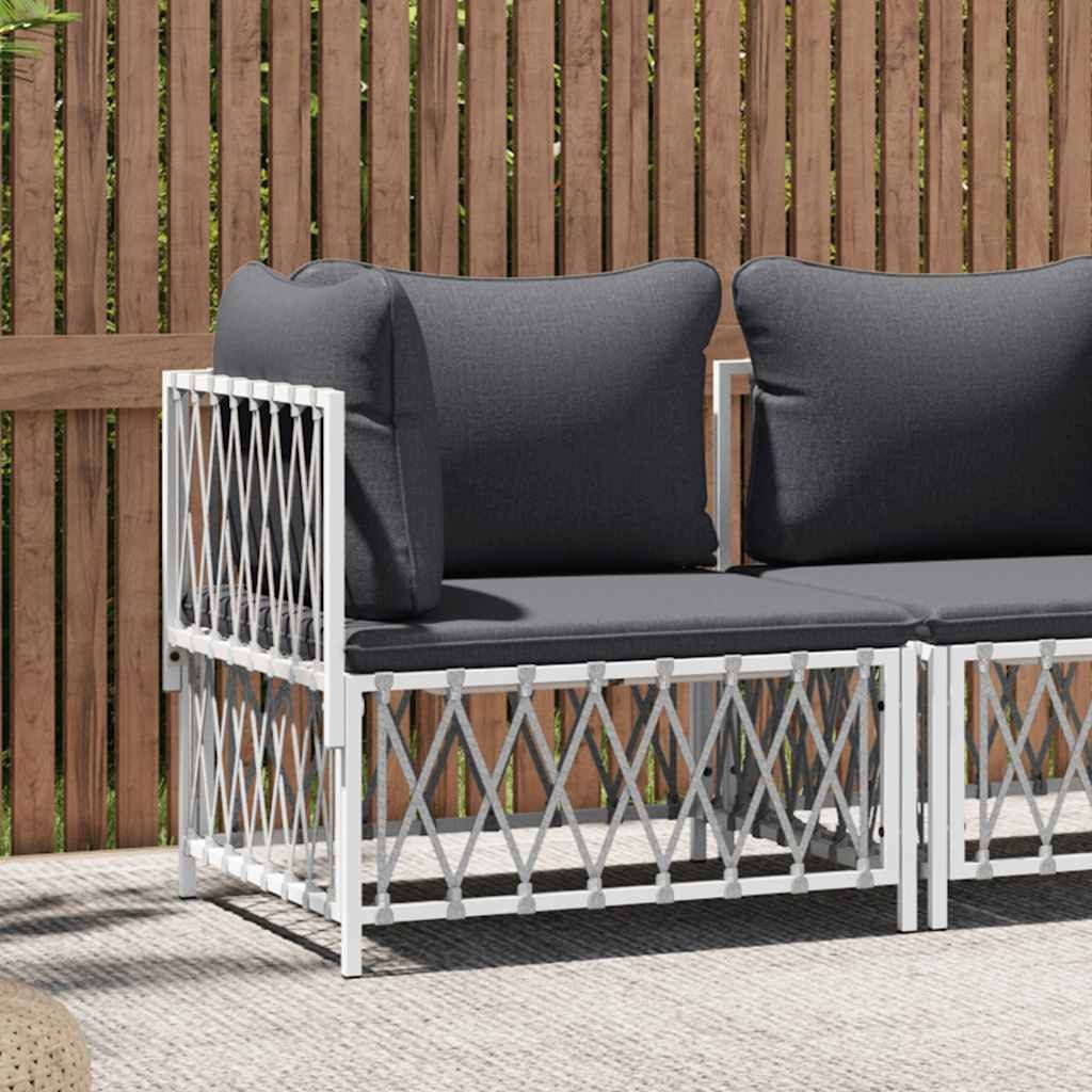 vidaXL Gartenlounge-Set vidaXL Garten-Ecksofa mit Kissen Weiß Gewebe