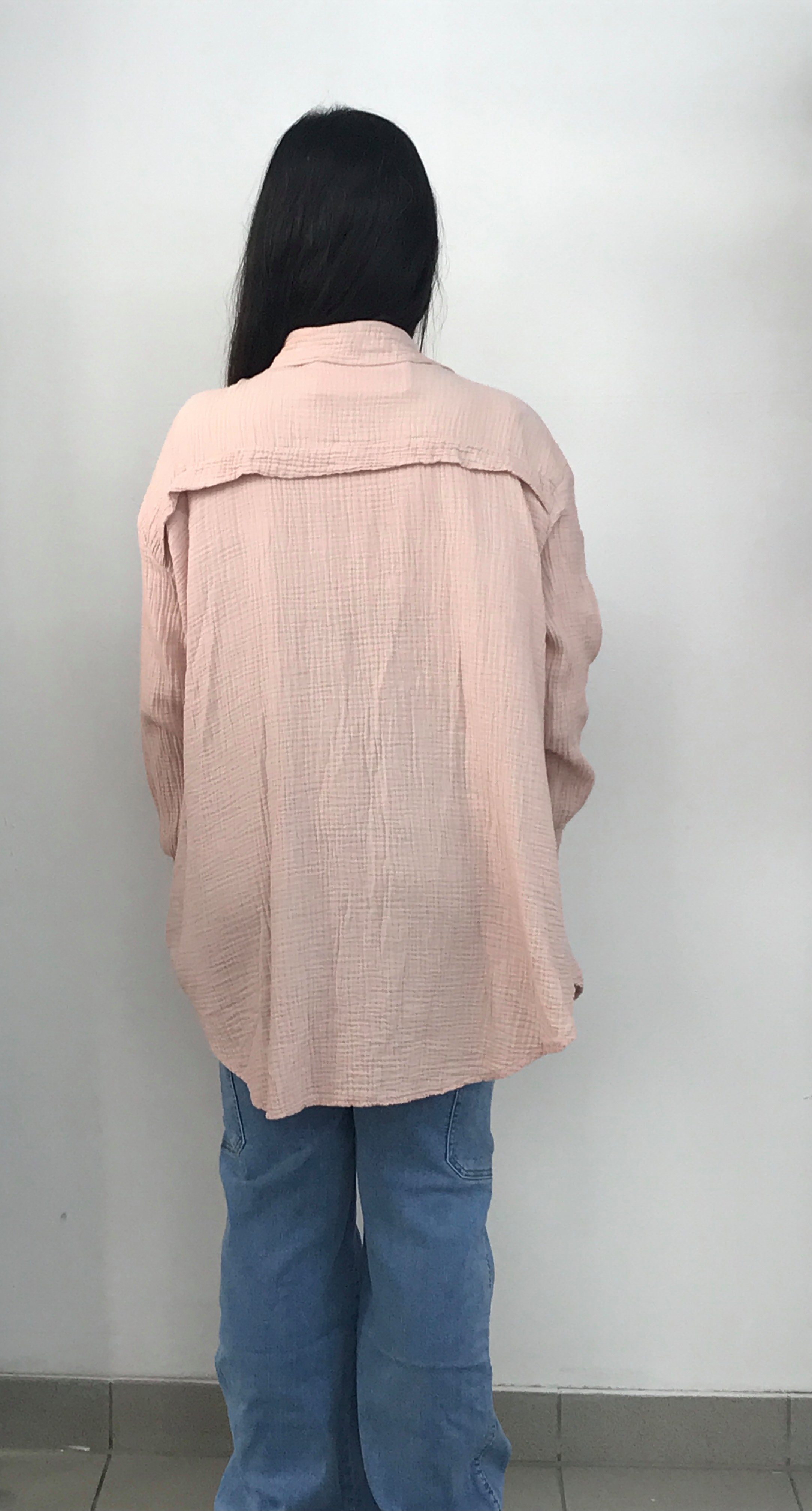 HELLO MISS Blusenkleid Beliebte Musselin Oversize Bluse in Lang, Baumwolle Hemd, Sommer Bluse in Unifarbe