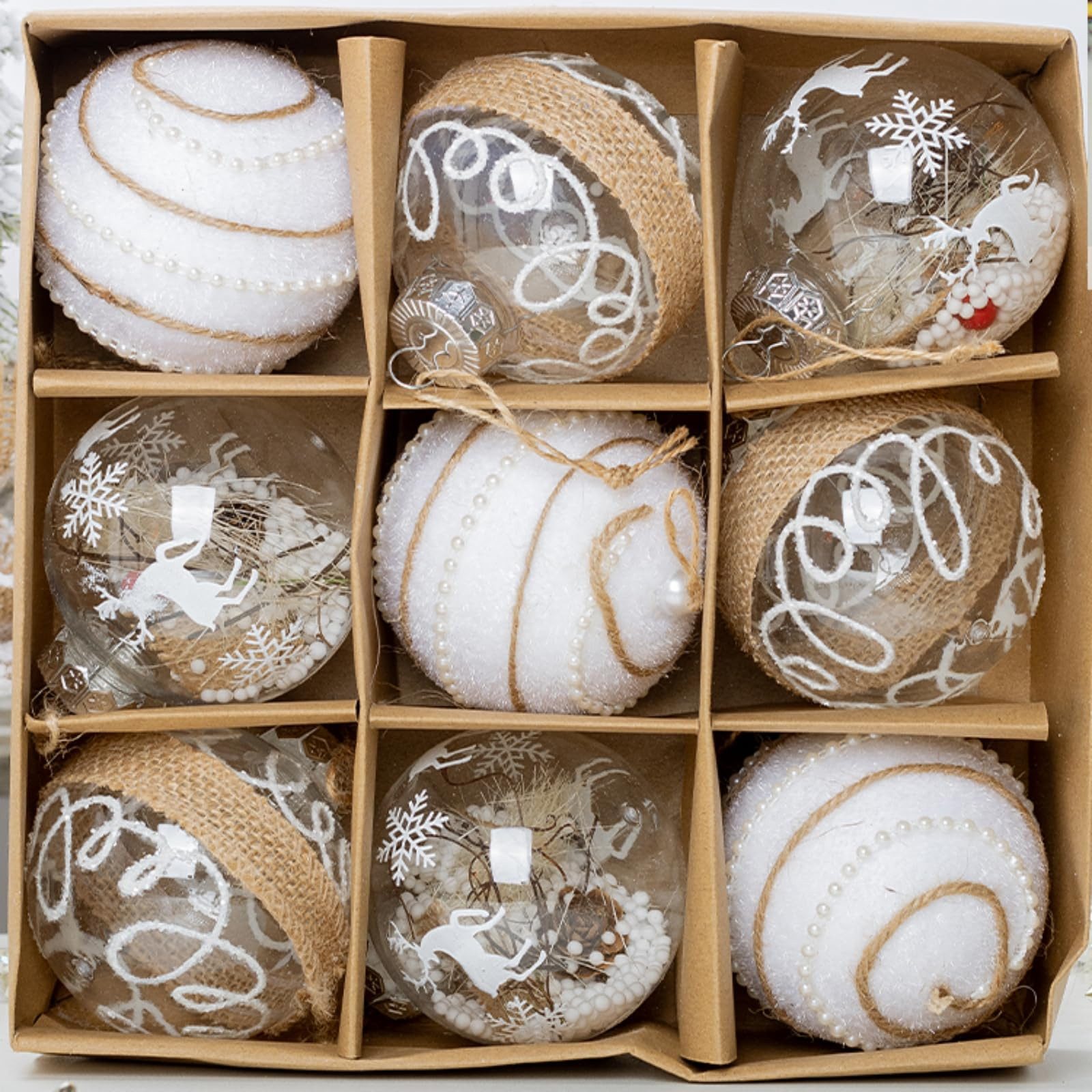 M&W DAS DESIGN Weihnachtsbaumkugel Weihnachtskugeln Christmas Decorations 3 Designs jeweils 3 Stück 8CM