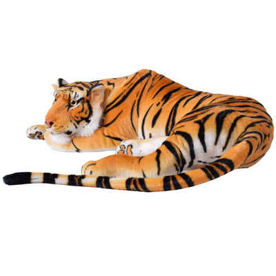 Kuscheltier Deko Tiger Plüschtier Stofftier liegend 80 cm, stabiler Kopf