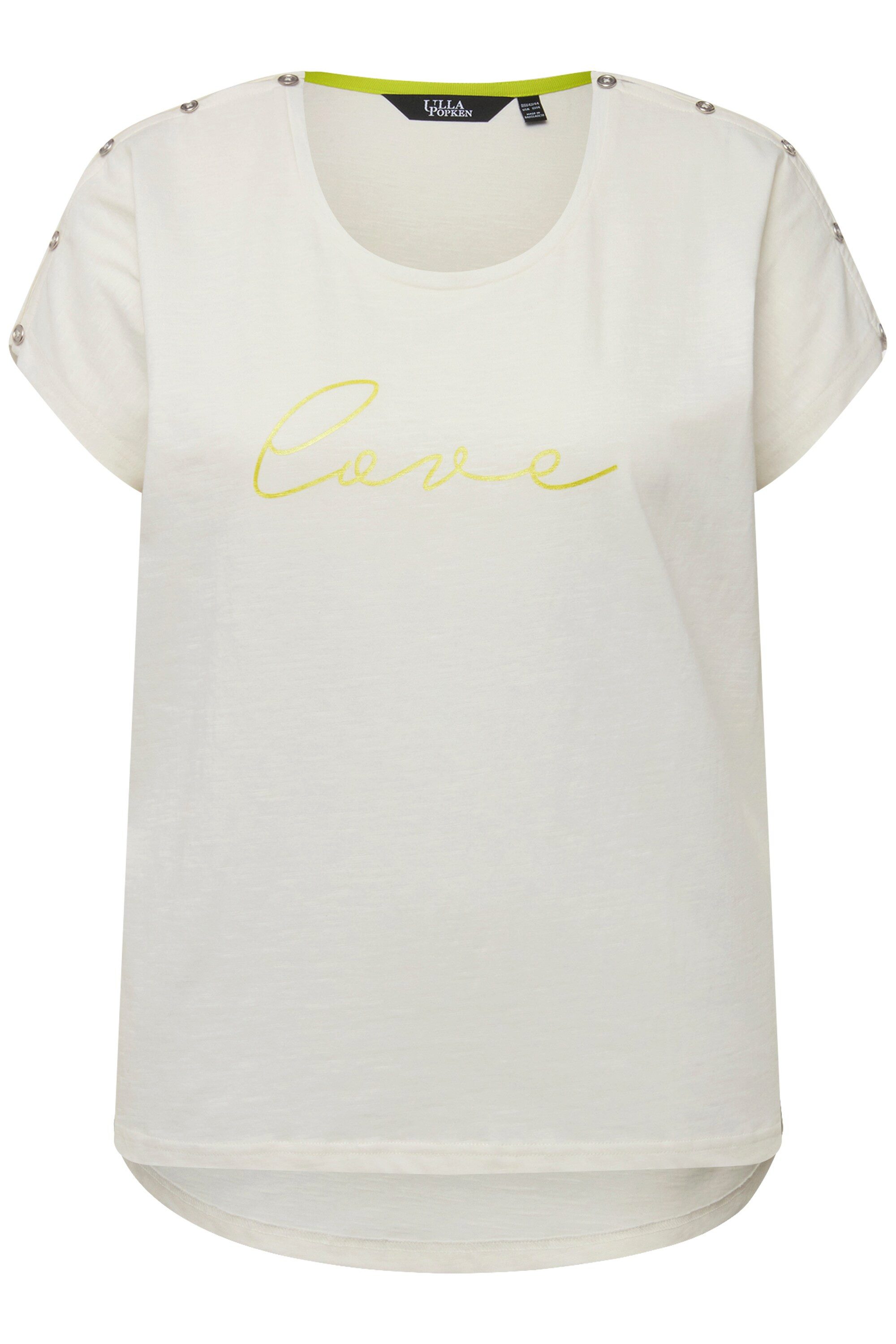 T-Shirt T-Shirt Love Knöpfe Oversized Rundhals Halbarm