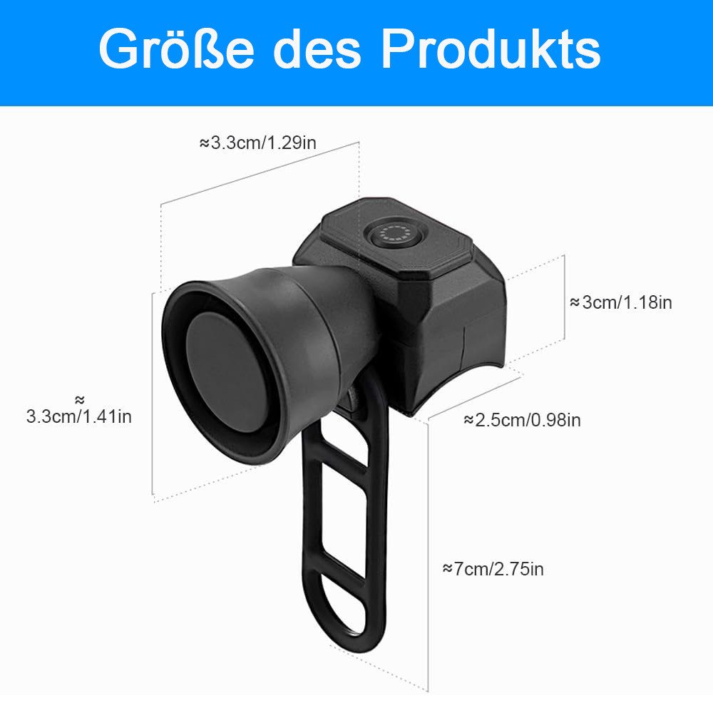 TUWENA Fahrradklingel Fahrradklingel, Elektrische Fahrrad Klingel USB Wiederaufladbar