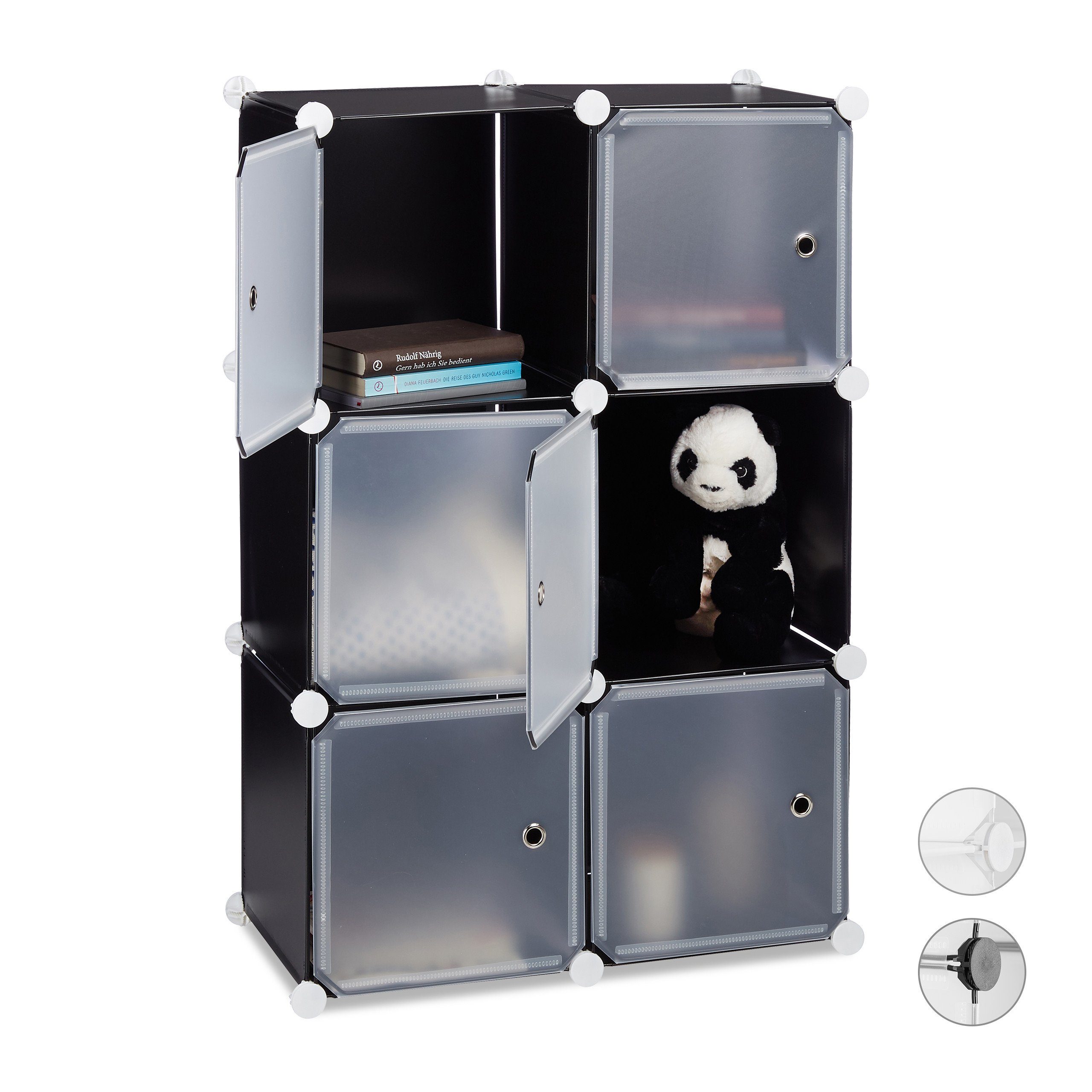 relaxdays Steckregal Regalsystem mit 6 Türen, schwarz günstig online kaufen