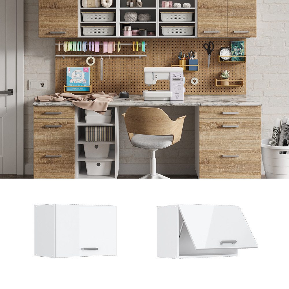 Vicco Schranksystem R-Line, Weiß Hochglanz/Weiß, 60 günstig online kaufen