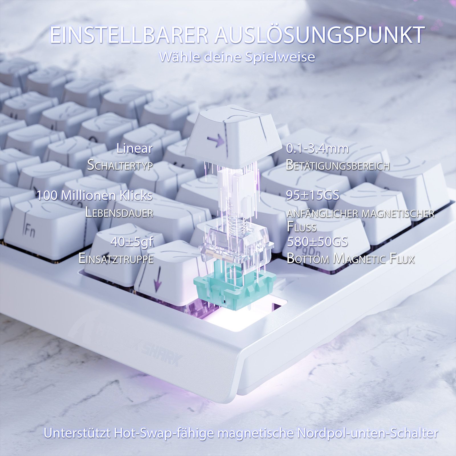 ATTACK SHARK X68 HE 8KHz Rapid Trigger Gaming-Tastatur, 0,01mm,RGB Gaming-Tastatur (Kabelgebunden Hall-Effekt Magnetische Tastatur) – Bild 5 von 5