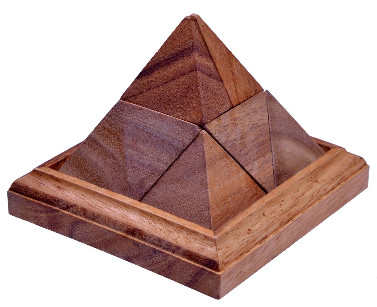 LOGOPLAY 3D-Puzzle Spitze Pyramide, Puzzleteile, Spitze Pyramide 3D Holzpuzzle mit 9 Bausteinen Knobelspiel im