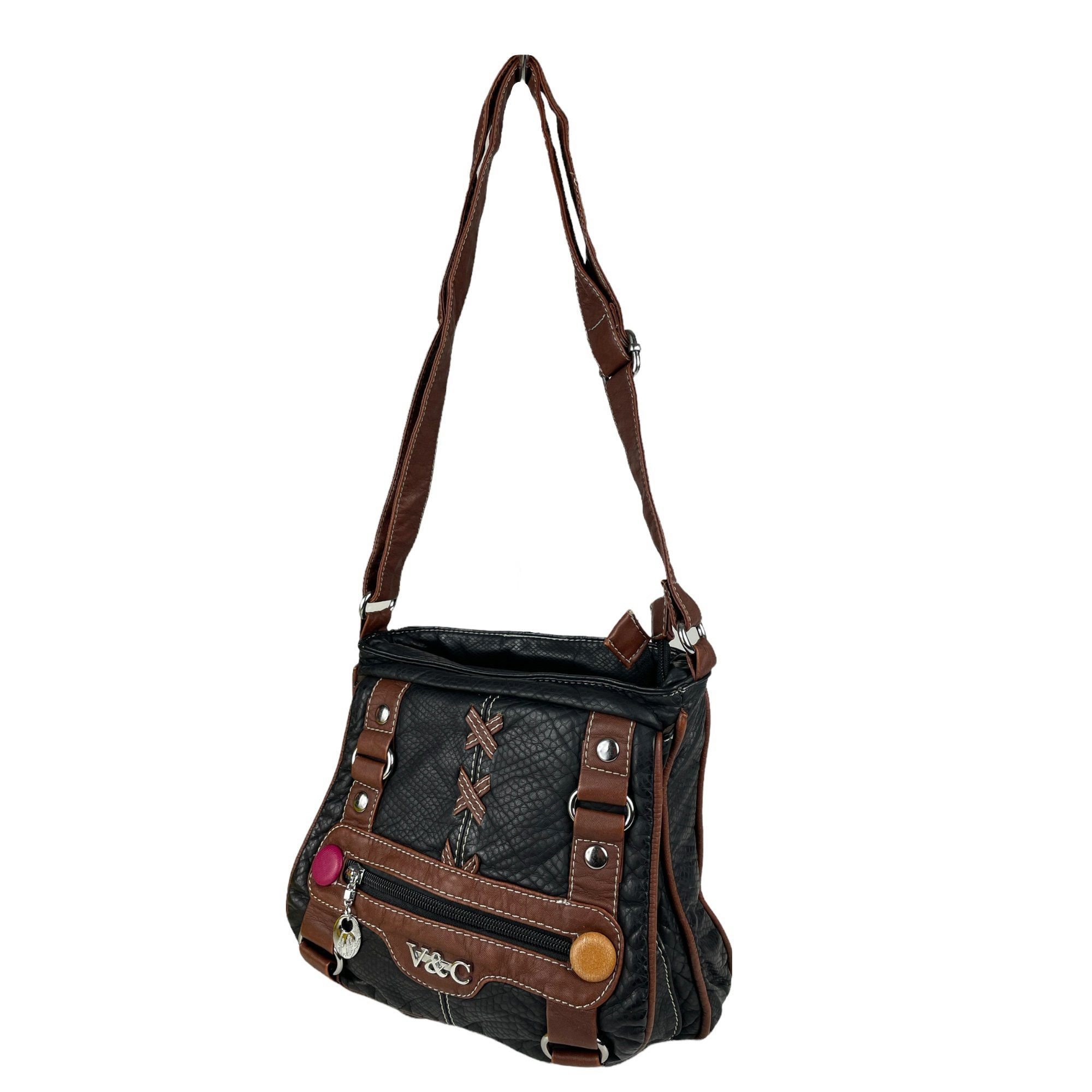 Taschen4life Umhängetasche kleine Damen Schultertasche 6276, verstellbarer Trageriemen, als Schultertasche und cross over tragbar schwarz