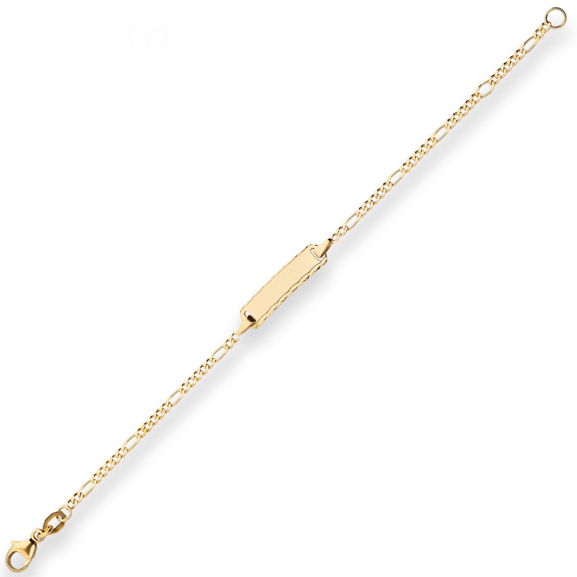 Schmuck Krone Goldarmband Id-Armband Figarokette diamantiert Schildband 750 Gelbgold 14cm, Gold 750