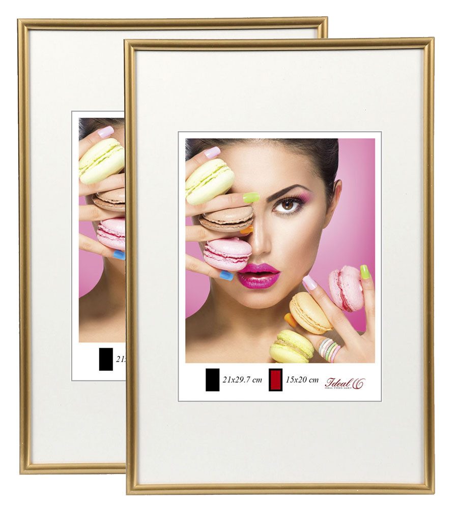 IDEAL TREND Bilderrahmen 2er 3er 5er Pack Photo Style Set Bilderrahmen Wanddeko Collage Poster, für 2 Bilder (2 St), Hochwertiger Kunststoffrahmen halbrunde Leiste Echtglas MDF-Rückwand
