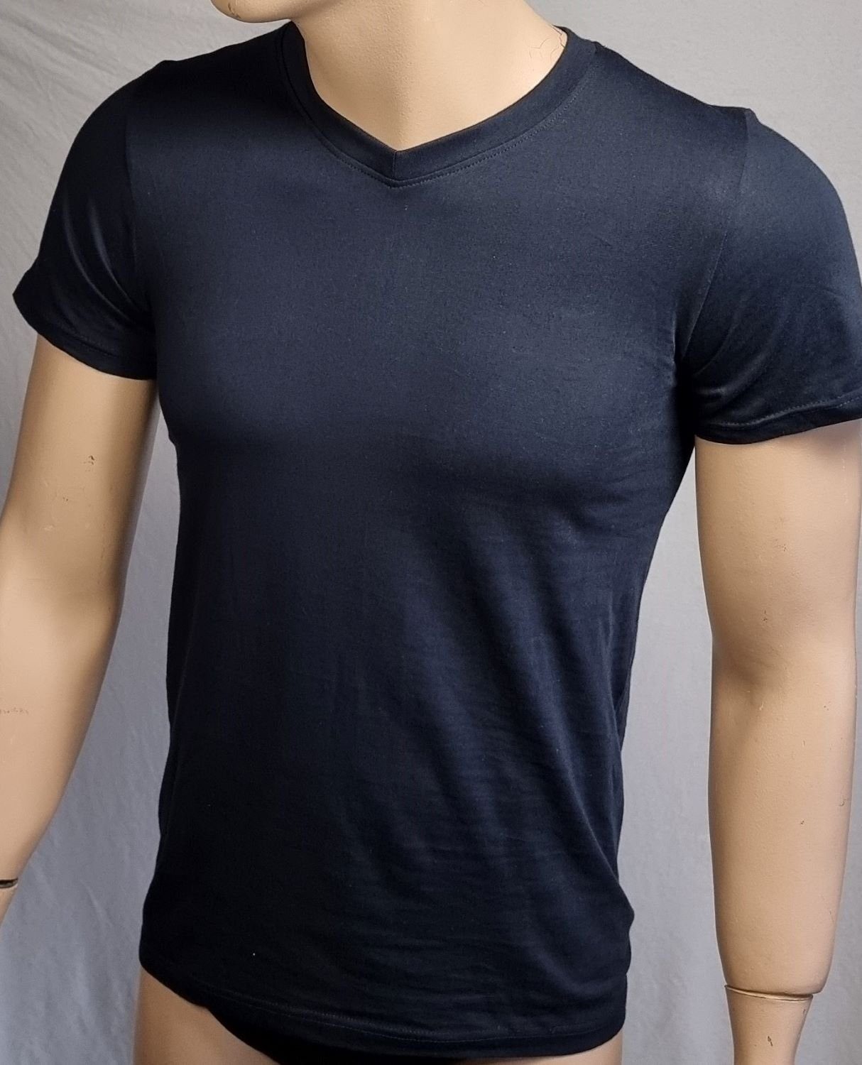 2er Basic Collection® T-Shirt (Packung, Ausschnitt in Baumwolle Toker aus Marine/Grau Unifarbe, V- Pack Herren 2er-Pack) T-Shirt