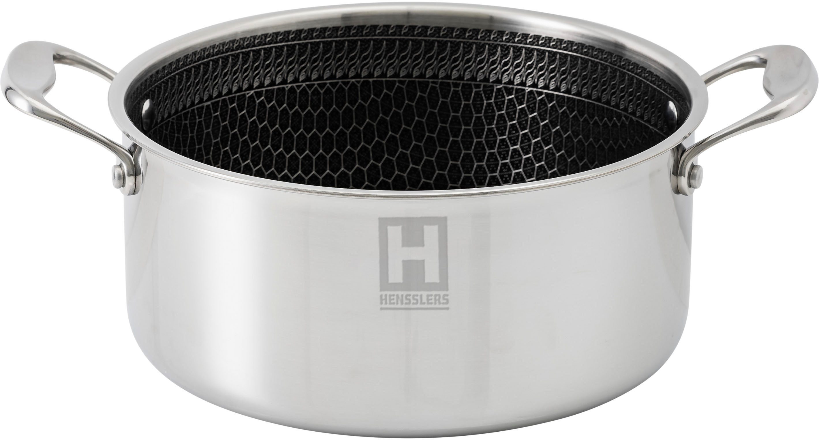 HENSSLERS Kochtopf, Edelstahl, Ø 24 cm, 5,0 Liter, 3-Schicht Material mit Wabenstruktur, Induktion