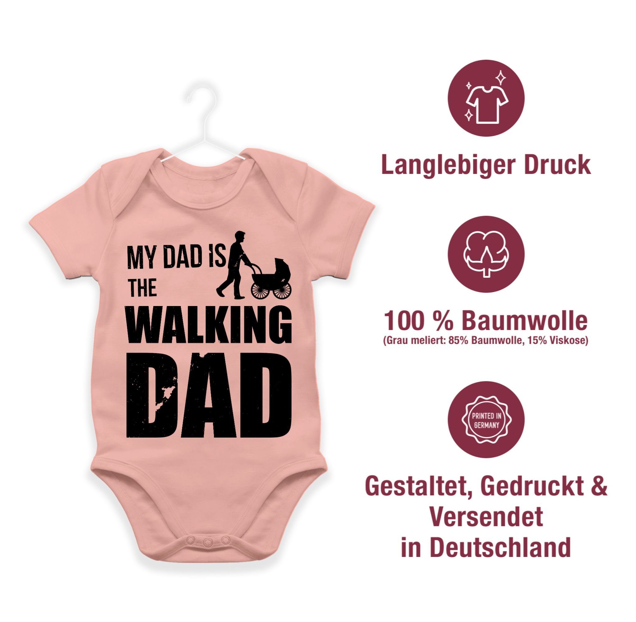 Geschenk the Dad Vatertag Babyrosa Baby Shirtbody Dad is My 2 Walking Shirtracer