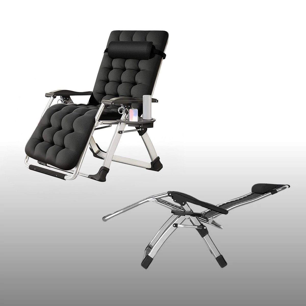 Divit Gartenstuhl Gartenstuhl Liegestuhl Sonnenliege klappbar mit Auflage Metall SR11 an