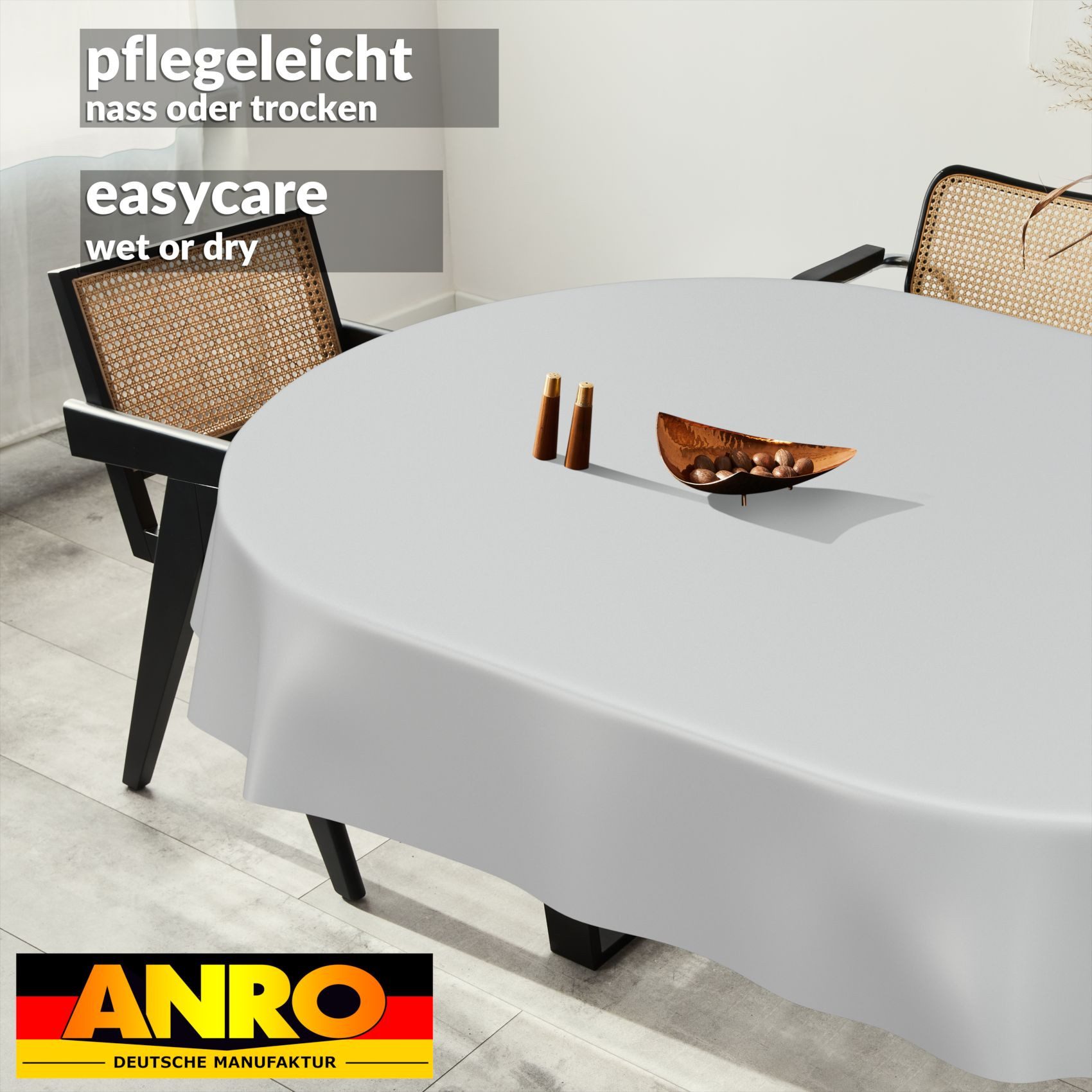 ANRO Tischdecke abwaschbar Wachstuch-Tischdecke Gartentischdecke (Einzelstück 1-tlg), wasserabweisend Einfarbig Weiß Breite 140cm