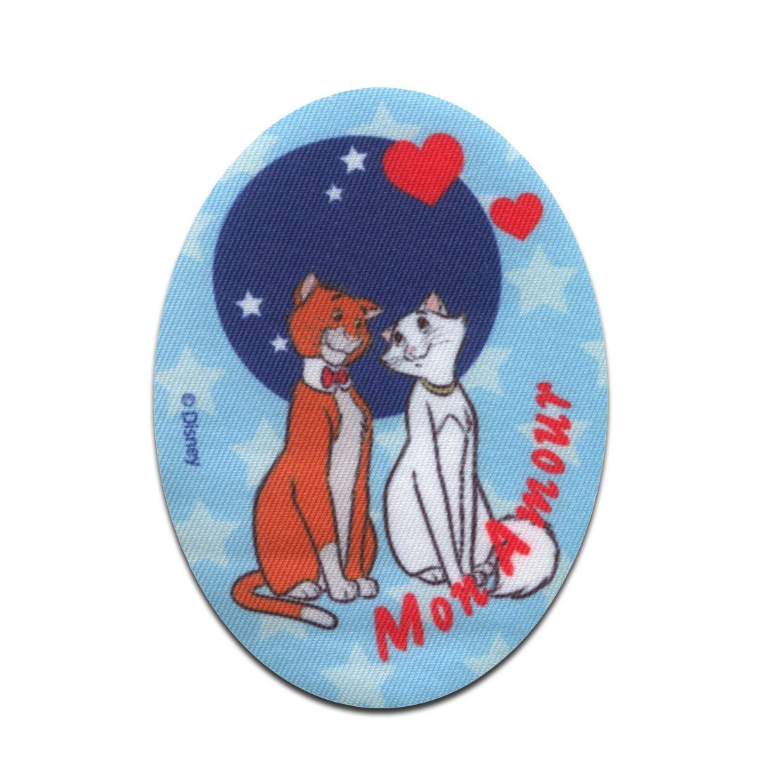 Disney Aufnäher Bügelbild, Aufbügler, Applikationen, Patches, Flicken, zum aufbügeln, Polyester, Aristocats Mon Amour Katze Tier - Größe: 11 x 8 cm