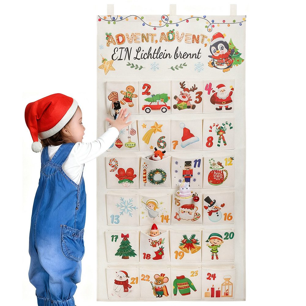 CLTYQ befüllbarer Adventskalender 24-Türiger Adventskalender zum Befüllen aus Stoff 2025, Adventi Adventskalender zum Befüllen mit Individuellen Designs