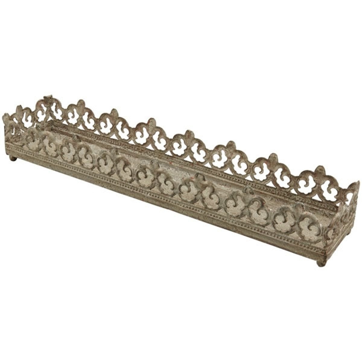Macosa Home Dekotablett Metall Vintage Grau 30 cm Metalltablett rechteckig (1 St., Dekoschale Aufbewahrung Blumenschale Metallschale), Tischdeko antik Tablett Deko-Schale