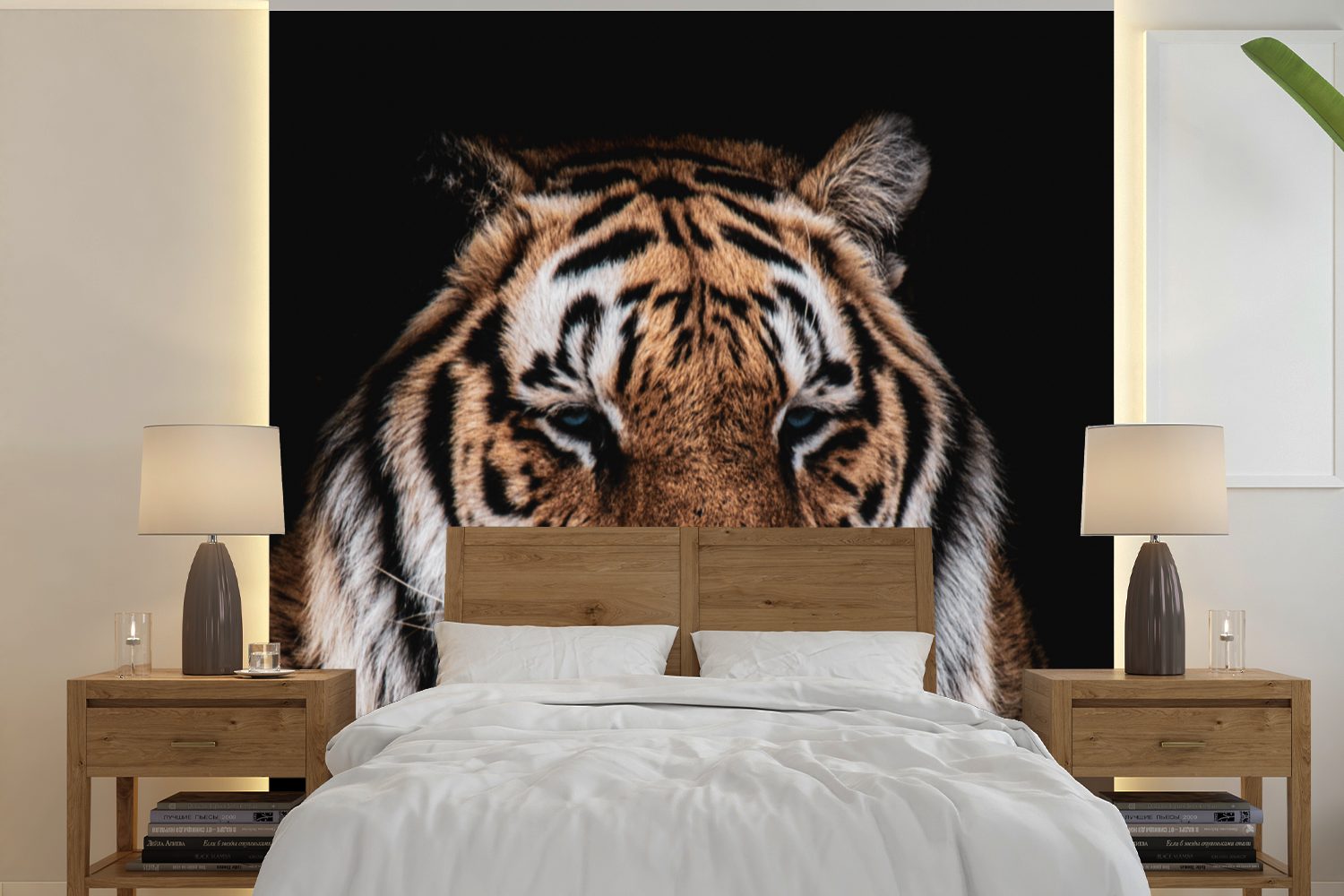 MuchoWow Fototapete Tiger - Tiere - Orange, Matt, bedruckt, (5 St), Vinyl Tapete für Wohnzimmer oder Schlafzimmer, Wandtapete