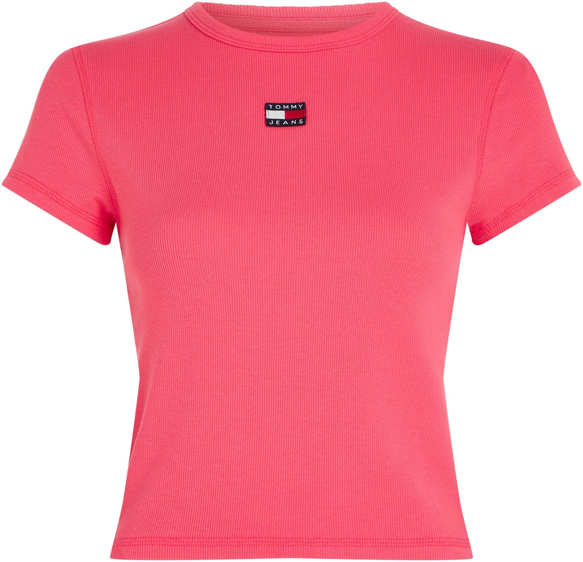 mit Jeans TJW Logo-Badge Laser-Pink BADGE RIB Tommy XS T-Shirt BBY