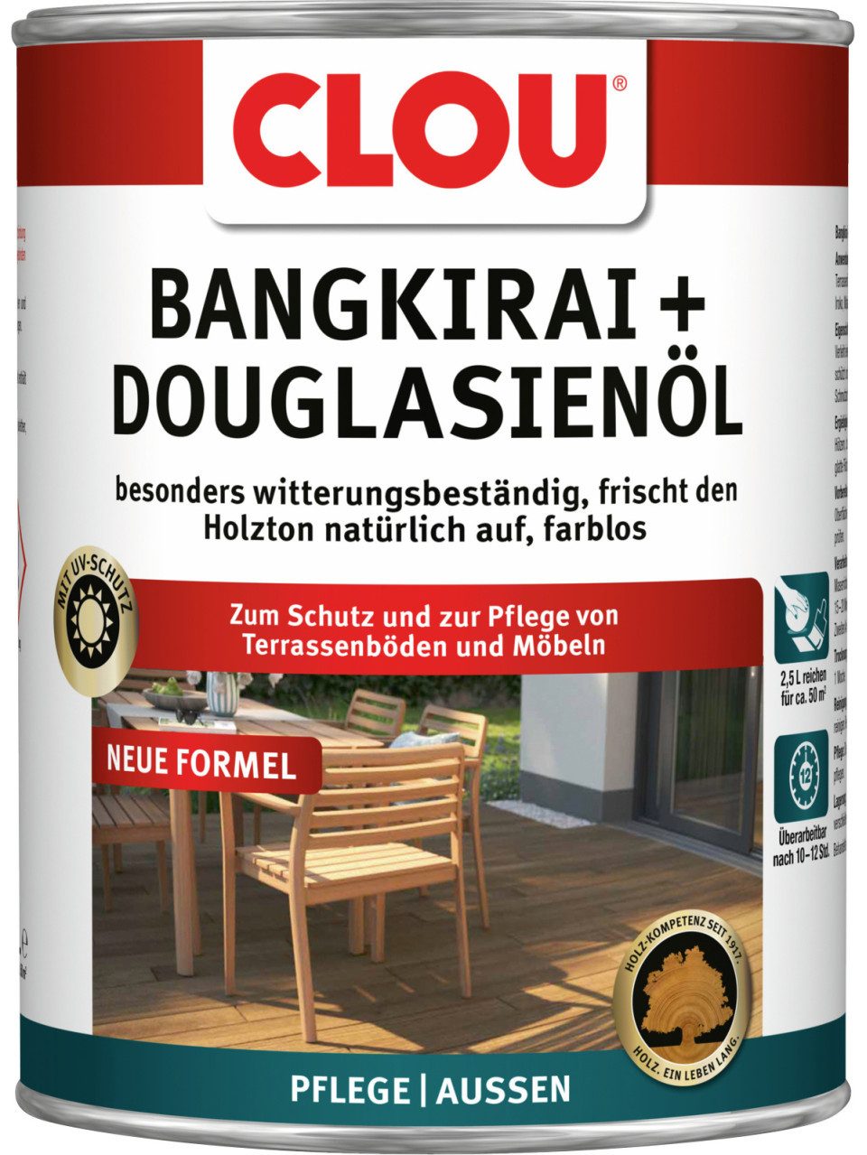 CLOU Holzschutzlasur Clou Bangkirai & Douglasien ÖL 2,5 L