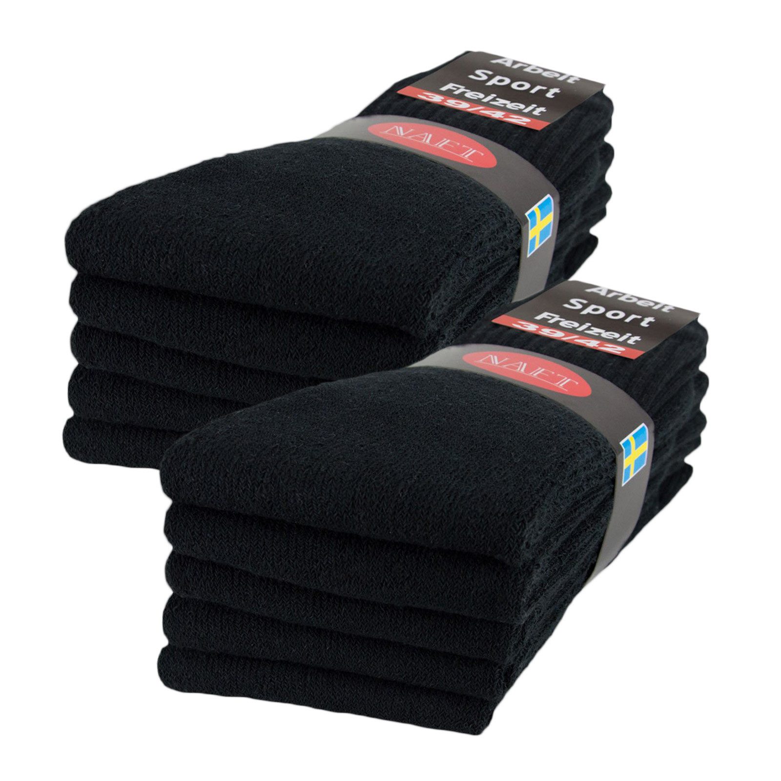 sockenkauf24 Tennissocken 10, 20, 30 Paar Sportsocken Arbeitssocken Herren & Damen (Schwarz, 10-Paar, 47-50) Socken Baumwolle 10100