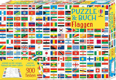 Usborne Verlag Puzzle Puzzle & Buch: Flaggen, 200 Puzzleteile