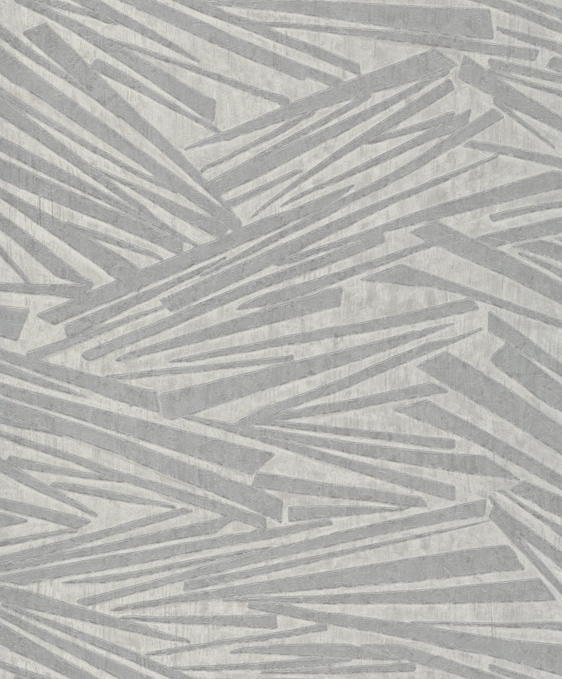 Rasch Vliestapete Uni 3D-Effekt - Vinyltapete Grau Silber, strukturiert, uni, glänzend, 3D-Optik, grafisch, (1 Rolle, 1 St., Kollektion 'Sky Lounge' - 10,05 m x 0,53 m), Lichtbeständige Farben - Feucht abwischbar - Restlost abziehbar