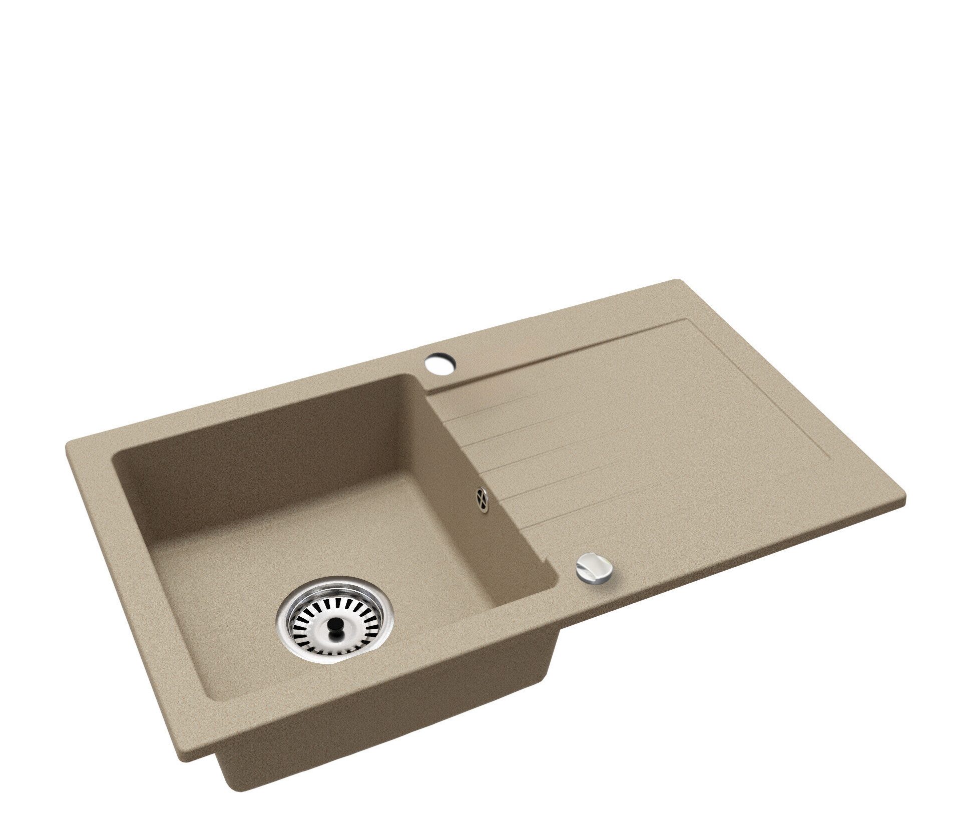 Faizee Furniture Granite Sink Faizee Home Granite Sink Alisha 75x43.5 cm Beige – Faucet & Siphon, rectangular, 75/43.5 cm, scratch-resistant, heat-resistant up to 280 °C, reversible installation, easy to clean, incl. faucet & siphon set, (complete set, complete set with matching faucet & siphon set), reversible installation, scratch-resistant, heat-resistant, with faucet & siphon