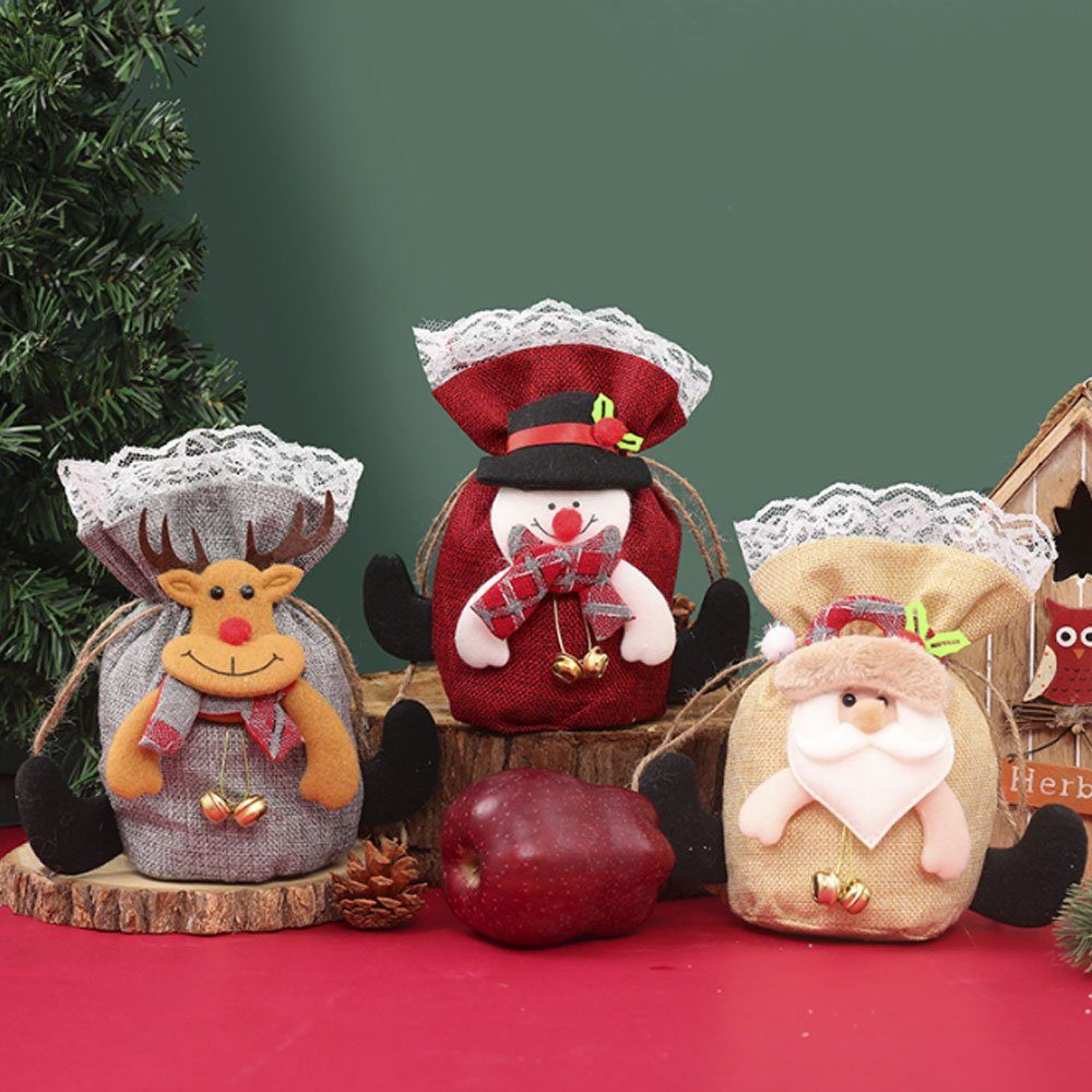 AUzzO~ Geschenkpapier Süßigkeiten Apfeltasche geschenktüte für 3-tlg für Weihnachtsdekoration Glückstasche, Weihnachten Weihnachtsfeier