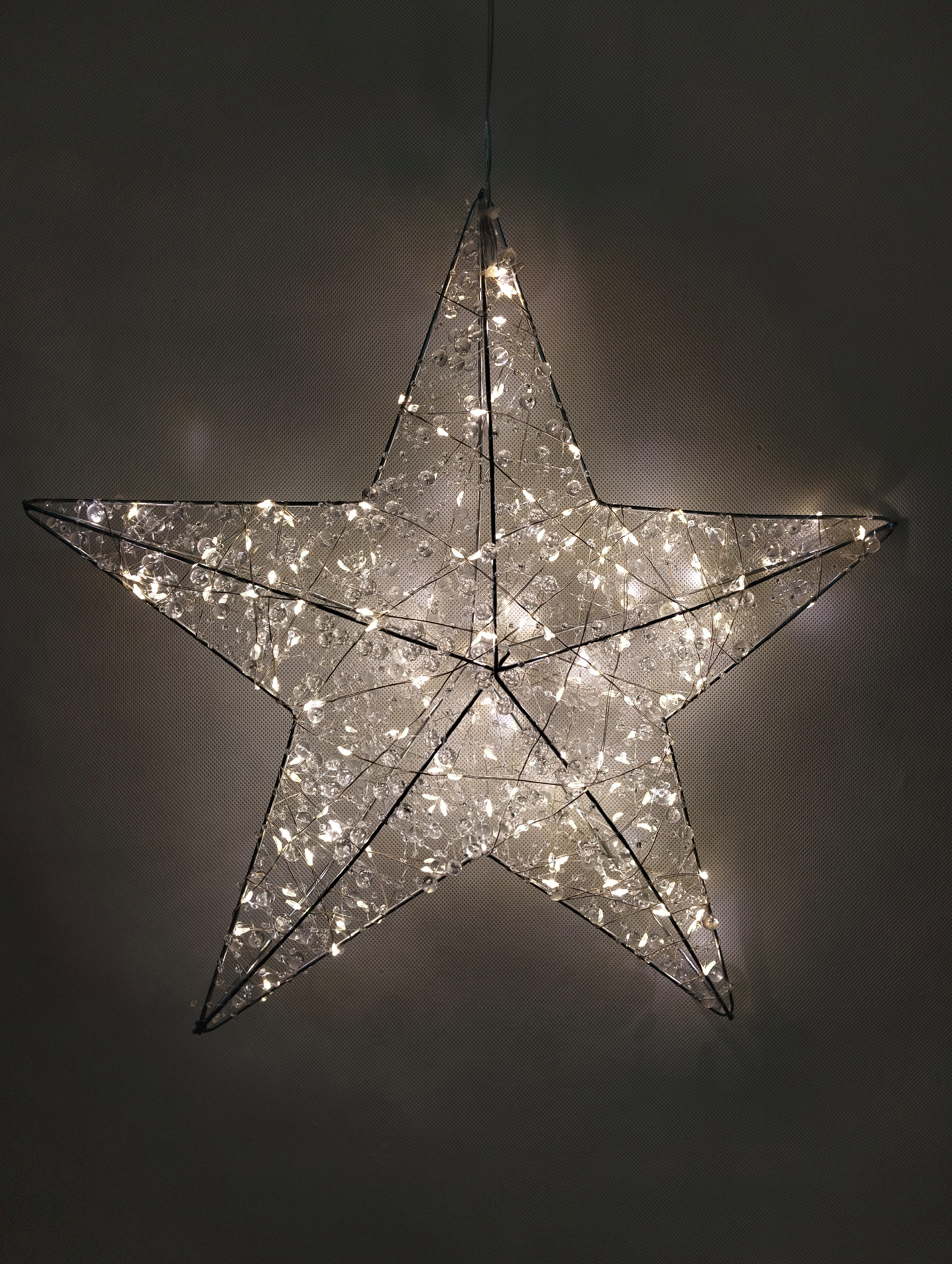 Cor Mulder LED-Dekofigur LED-Stern zum Aufhängen 40 cm 200 LEDs warmweiß Perlenverzierung Fernb (kein Set)