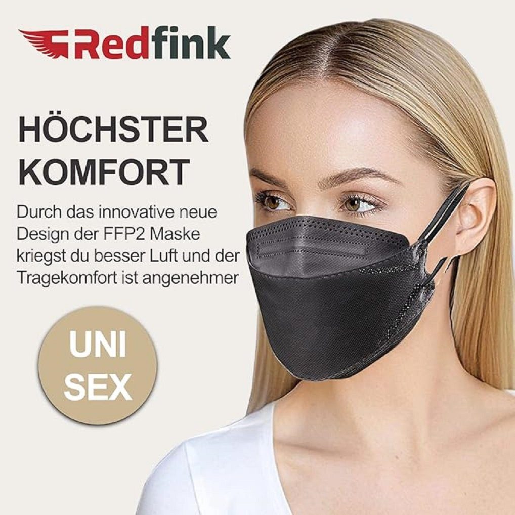 Fischform FFP2 Redfink 40 Gesichtsmaske Schwarz Stück Maske