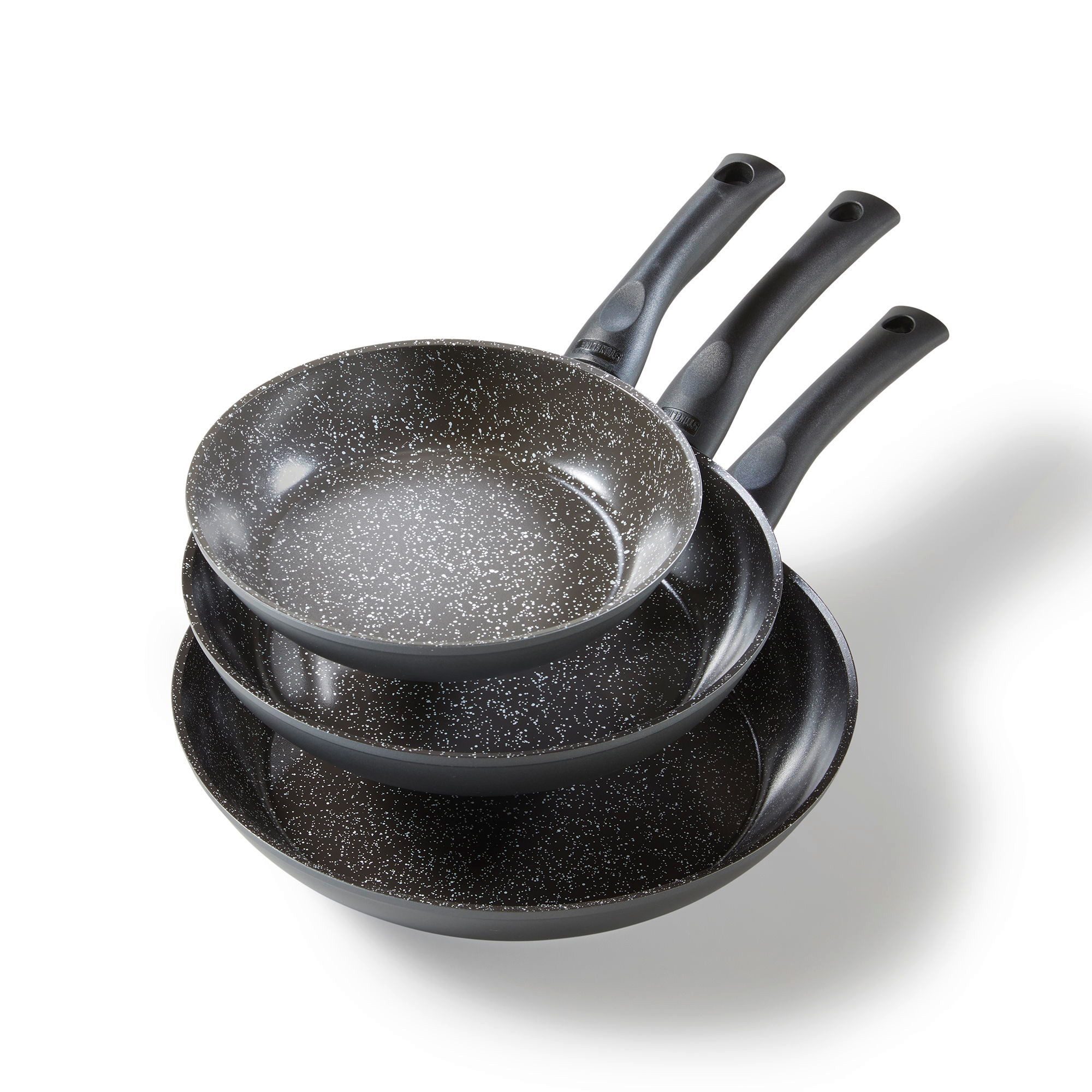 STONELINE Сковороды-Set, Aluminium (3-tlg), mit echten Steinpartikeln, induktionsgeeignet, Designed in Germany