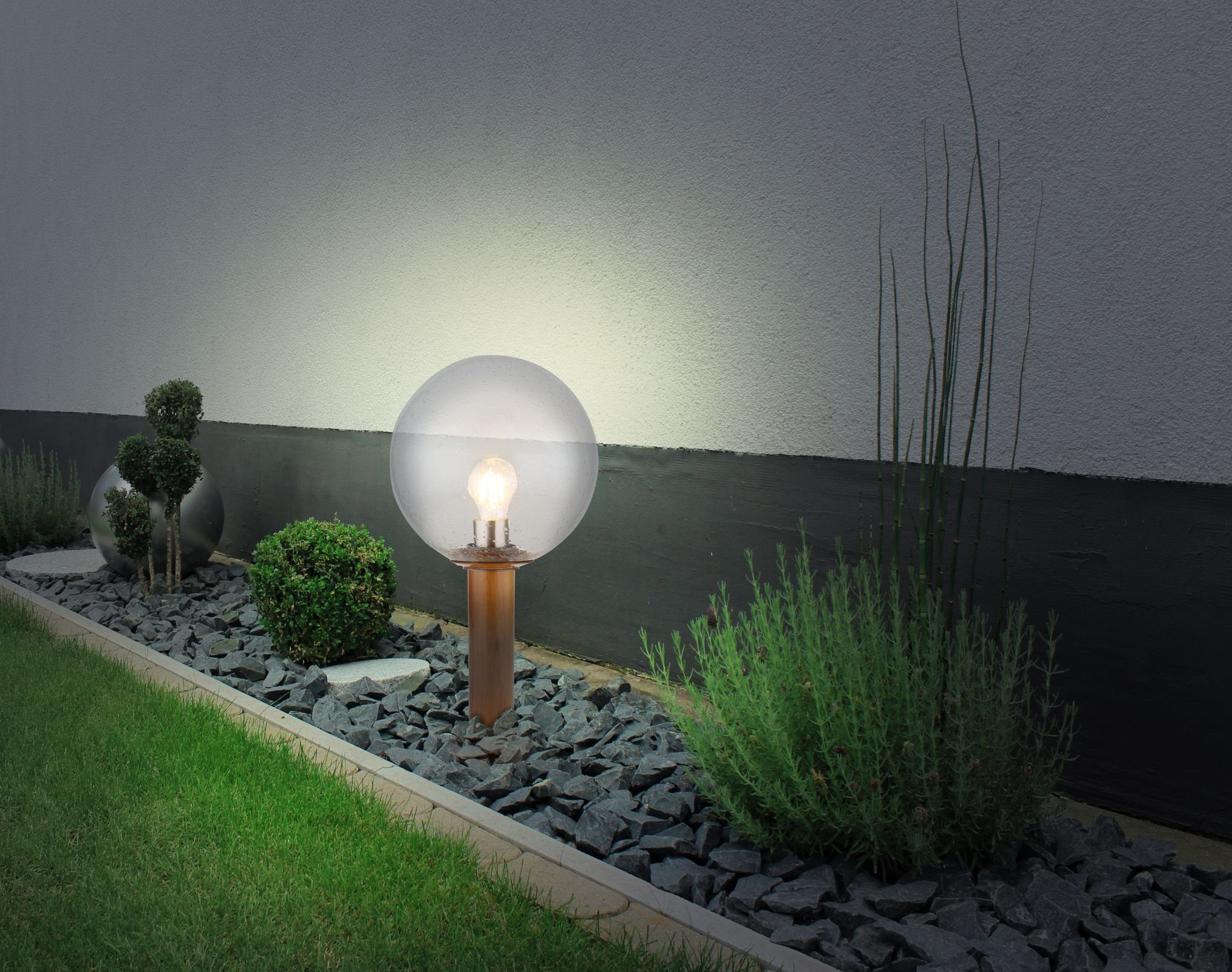 LED Standleuchte Globo Garten Wegeleuchte Außenleuchte Gartenleuchte Alu Globo Holzoptik