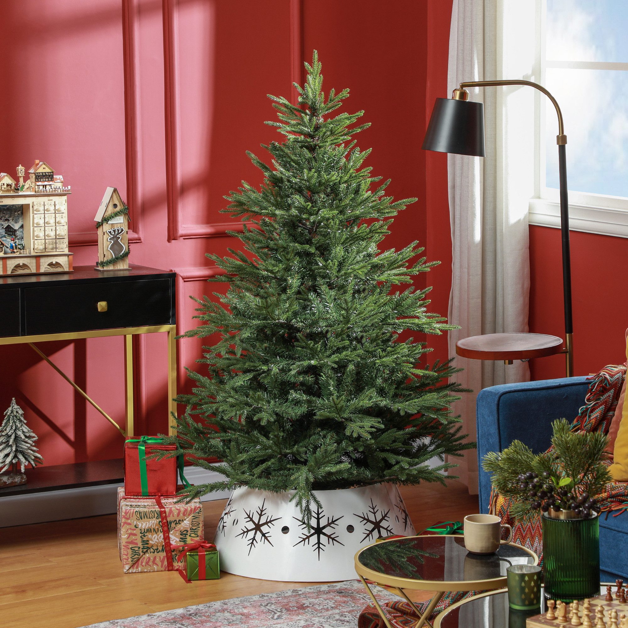 HOMCOM Künstlicher Weihnachtsbaum künstlich Christbaum mit 2380 Spitzen für drinnen, Tanne, 95cm x 95cm x 150cm